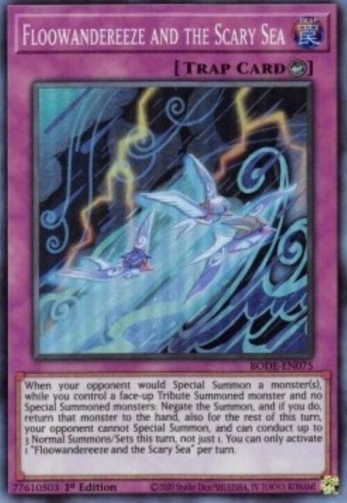 Yugioh-Floowandereeze and the Scary Sea-Super Rare-1st Edition-BODE EN075 (NM)