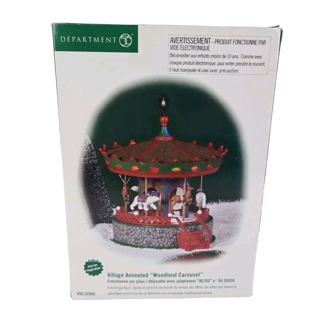 Department 56 Village Animated Woodland Carousel AC/DC Battery 52509 Christmas