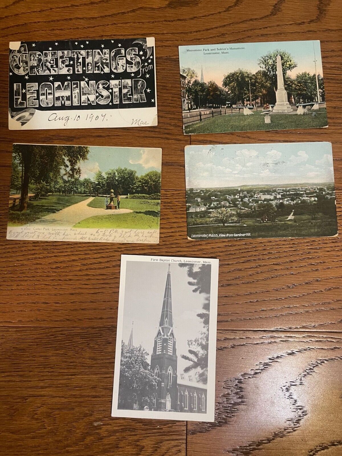 Leominster MA Lot of 5 Old Postcards Massachusetts