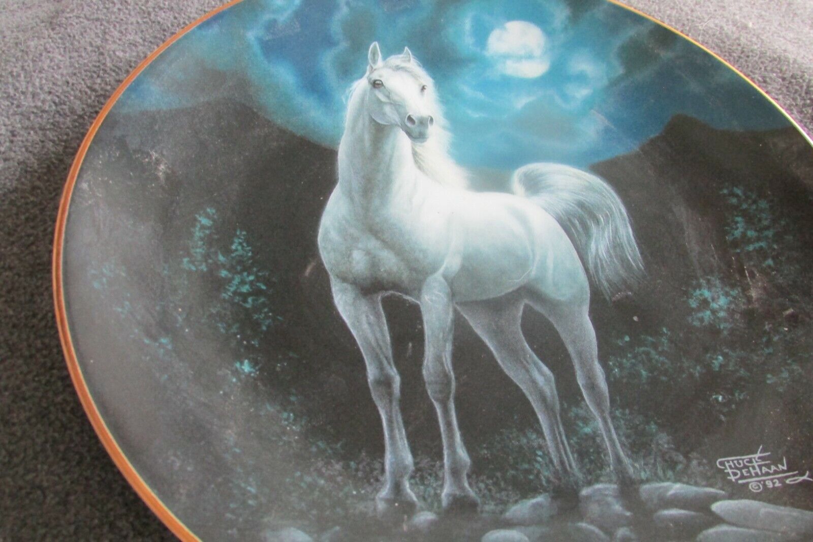 Hamilton Unbridled Spirit Plate Collection 1993 Moonlight Majesty Ghost Horse