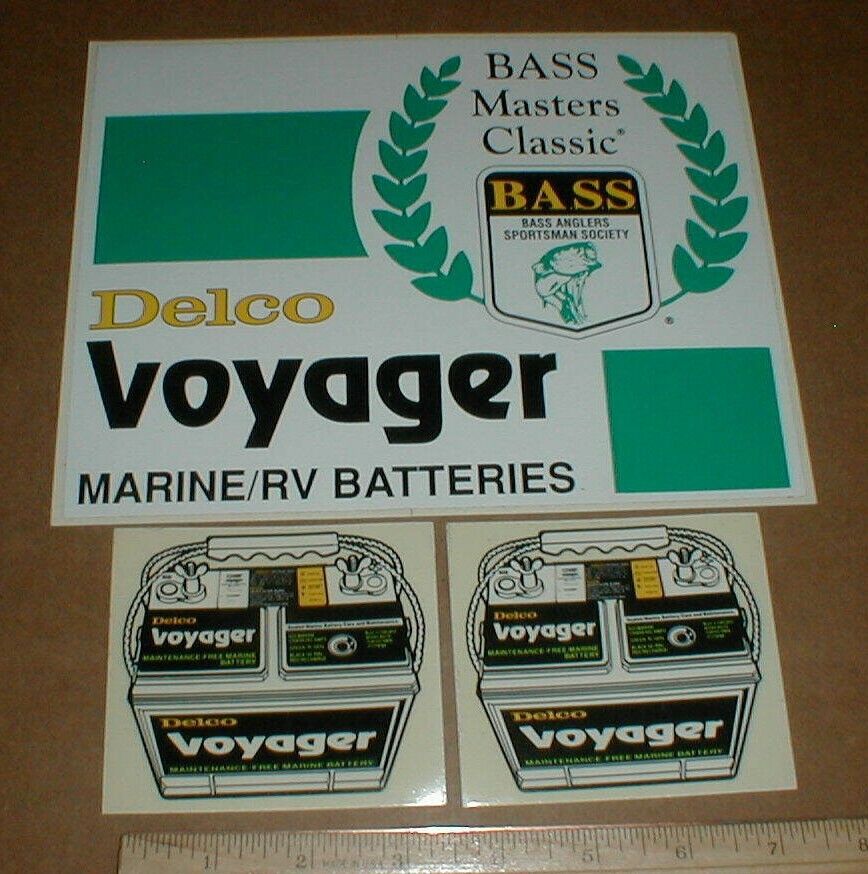 BASS Masters Classic AC Delco Voyager Marine-RV Battery decal sticker lot NOS