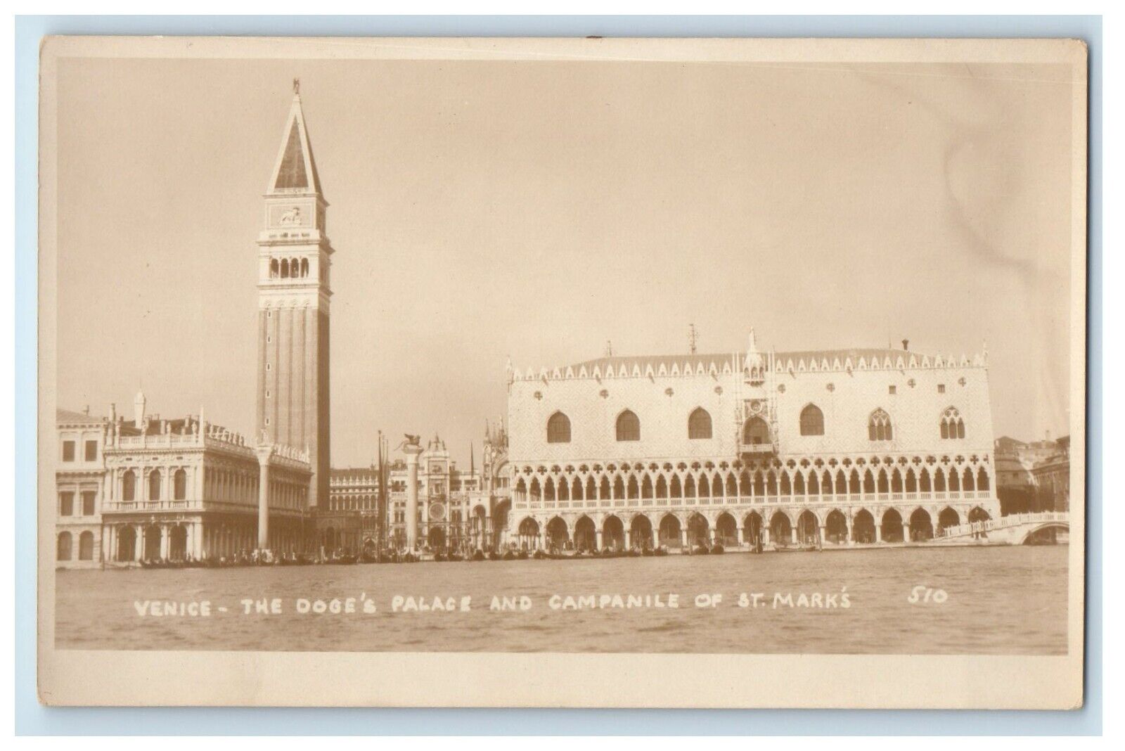 c1920\'s Venice Italy, Dodge\'s Palace Campanile St. Mark\'s RPPC Photo Postcard