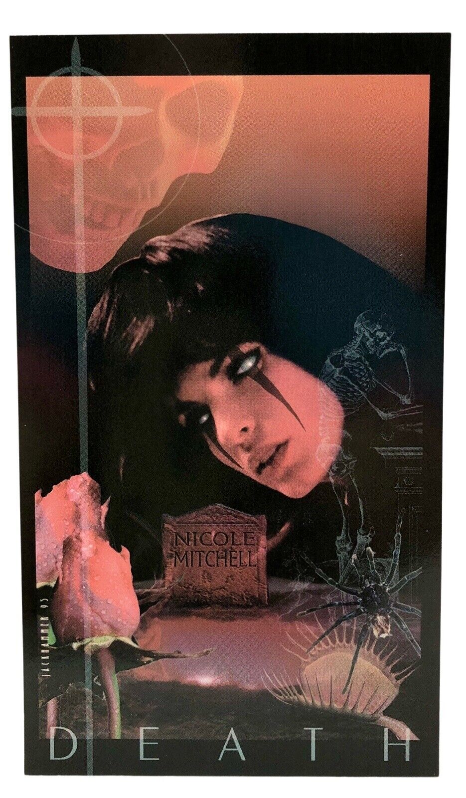 Vtg 1995 London Night Death Nicole Mitchell Oversized Promo Card Skull Spider