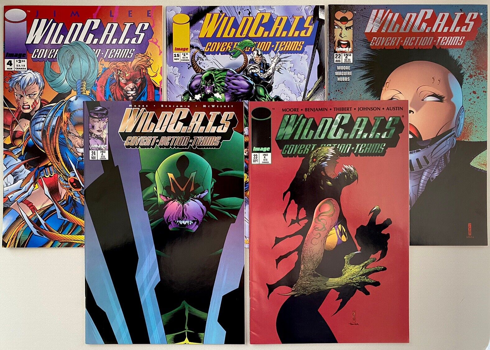 WILDCATS: Covert Action Teams #4, 15, 22, 23, 24 ~ Image Comics 1993/95~ 5 Books