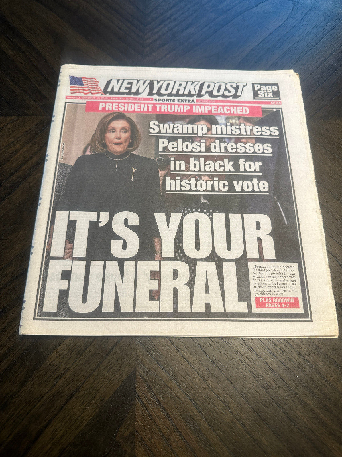 NEW YORK POST TRUMP IMPEACHED (See Listing for Details)