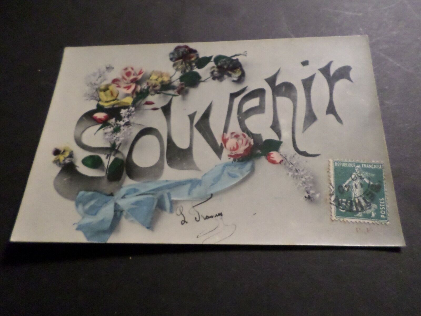 CPA Souvenir Flowers Fantasy, French Version Old Postcard