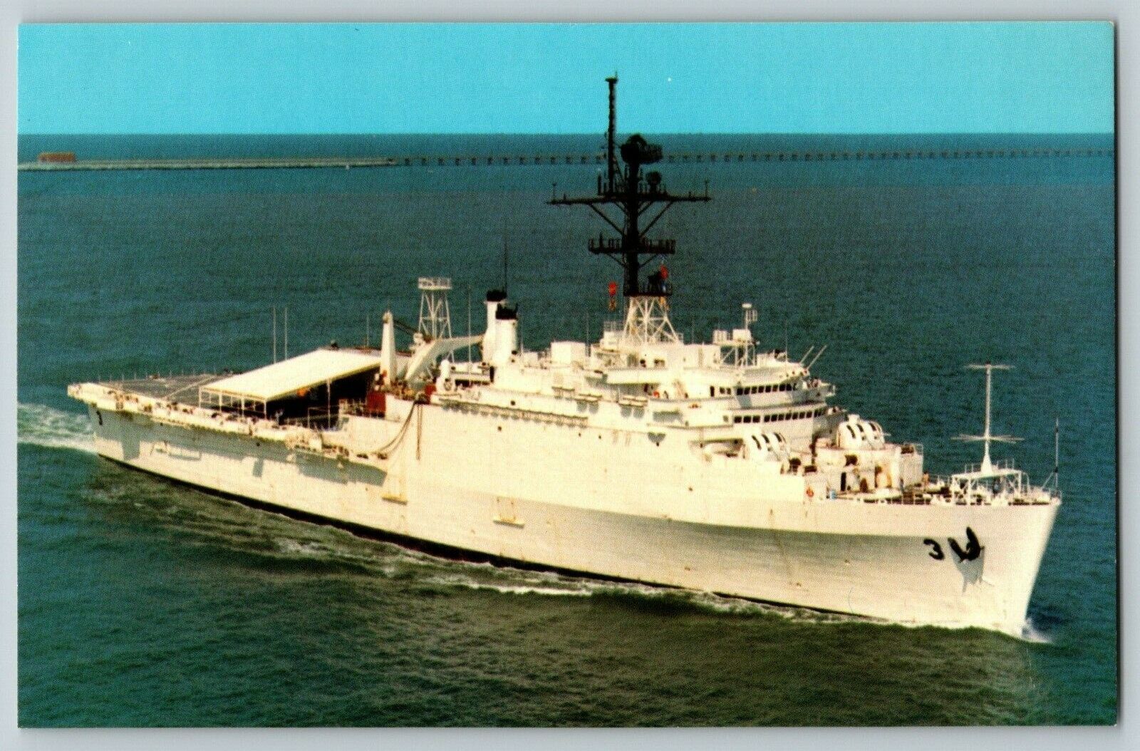 USS La Salle (AGF-3) Flagship of Commander U.S. Navy VTG Chrome Postcard