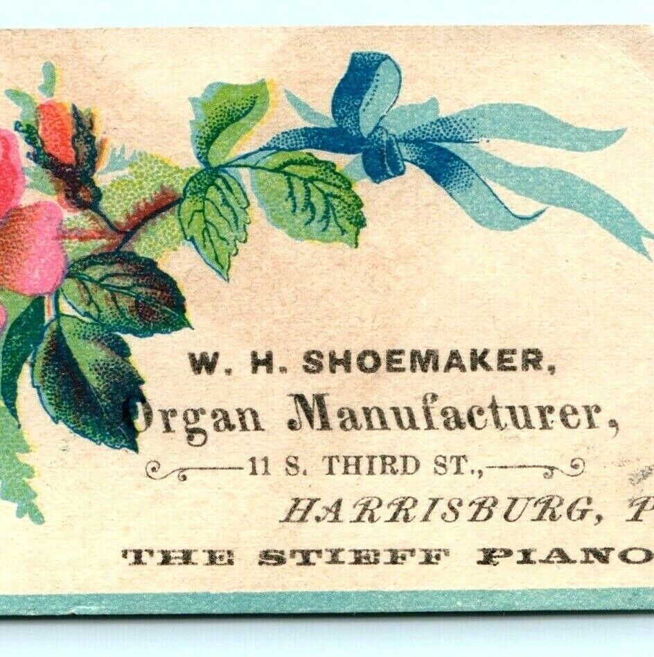 c1880s Harrisburg PA WH Shoemaker Organ Manufacturer Stieff Piano Trade Card C13