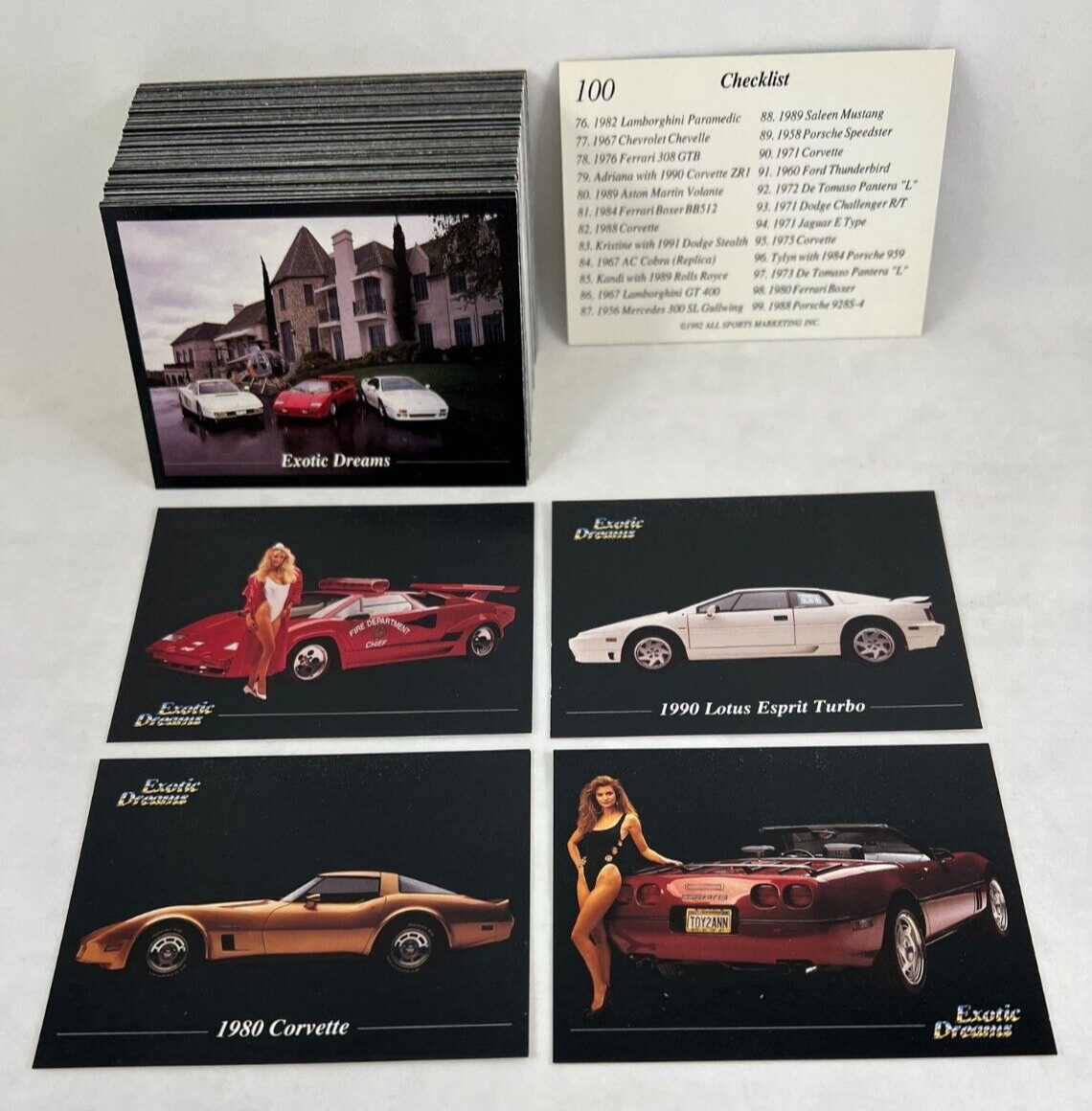 EXOTIC DREAMS (All Sports 1992) Complete Card Set IMAGES OF LUXURY DREAM CARS