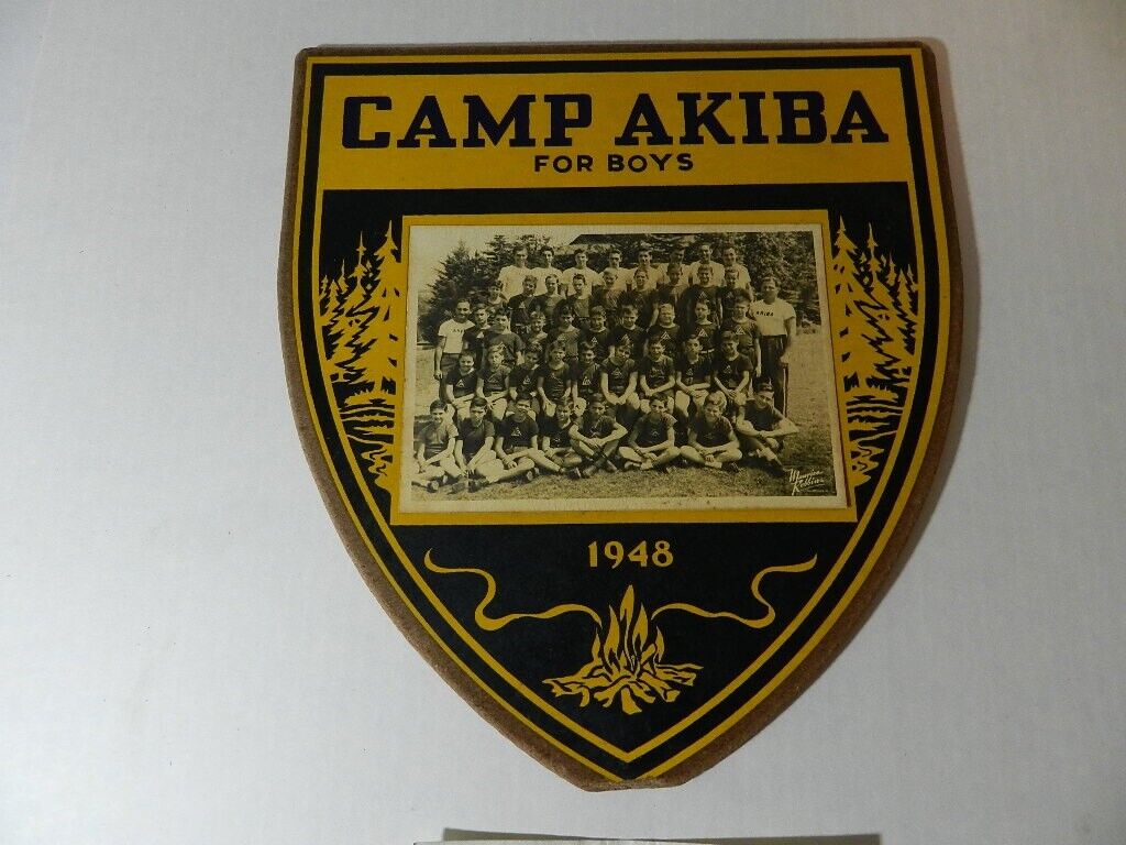 VINTAGE SUMMER CAMP SIGN- 1948 CAMP AKIBA FOR BOYS PLAQUE- VINTAGE CAMPING
