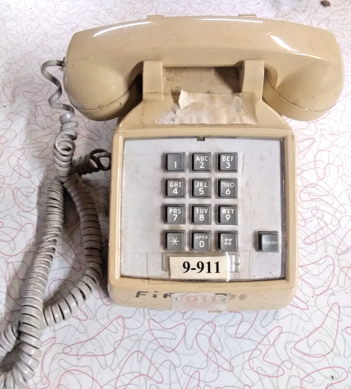 Vintage 1992  ITT  Push Button Telephone Tan
