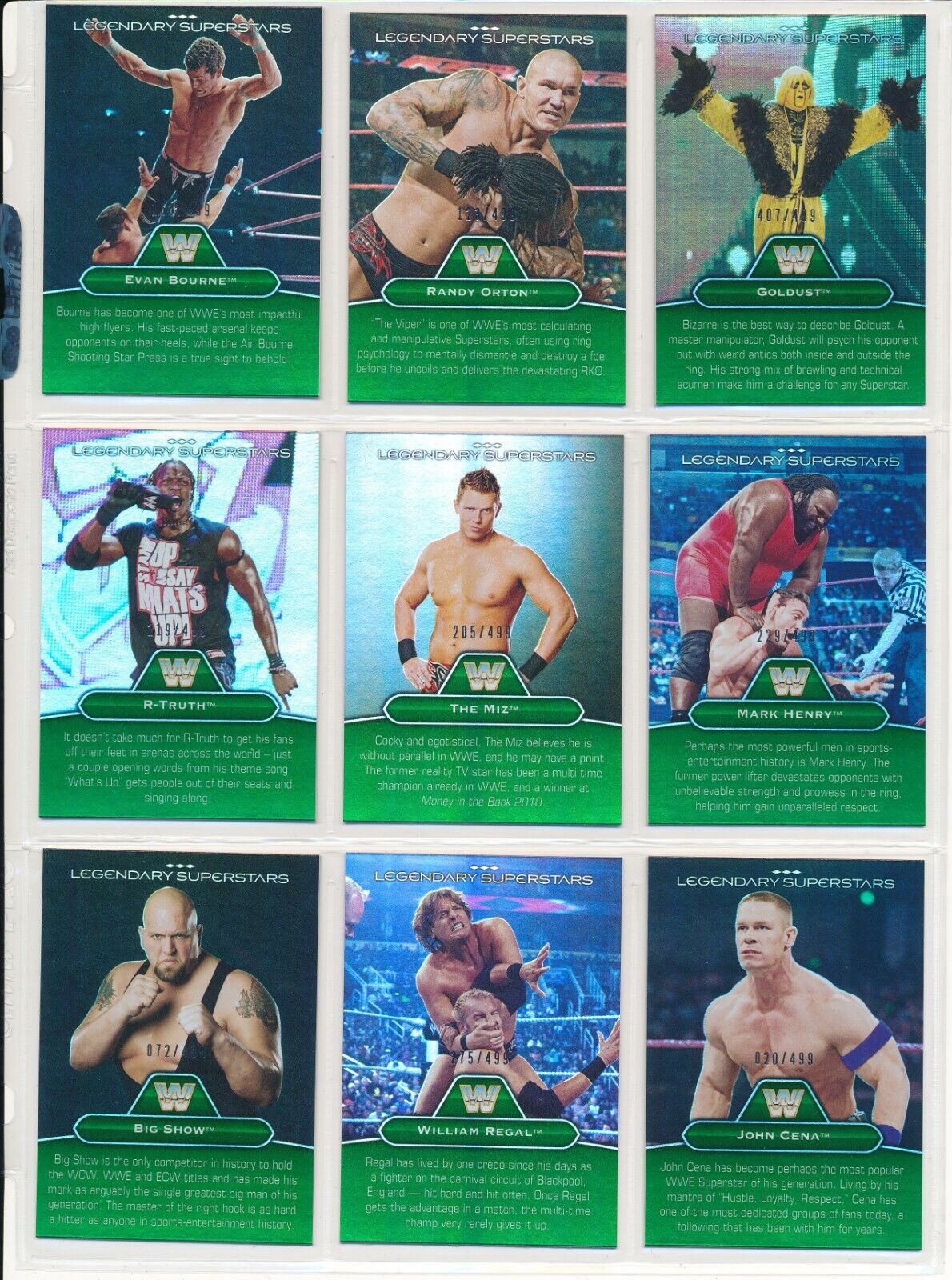 2010 TOPPS WWE PLATINUM LEGENDARY SUPERSTARS BUNDLE #1 LOT OF (9) CARDS NUMBERED