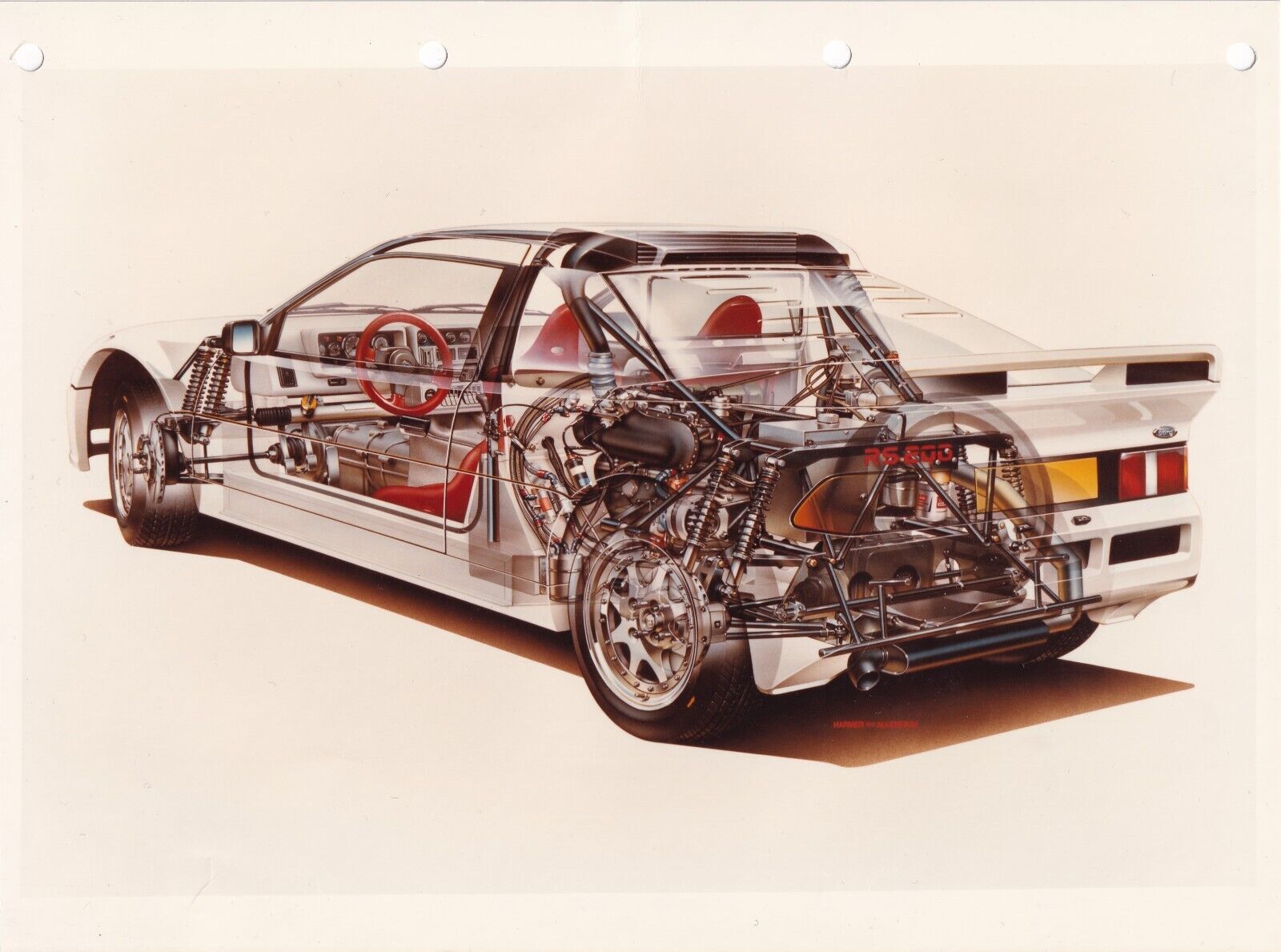 FORD RS200 L.H.D. SIDE, REAR, CUTAWAY TYPE COLOUR PHOTOGRAPH.