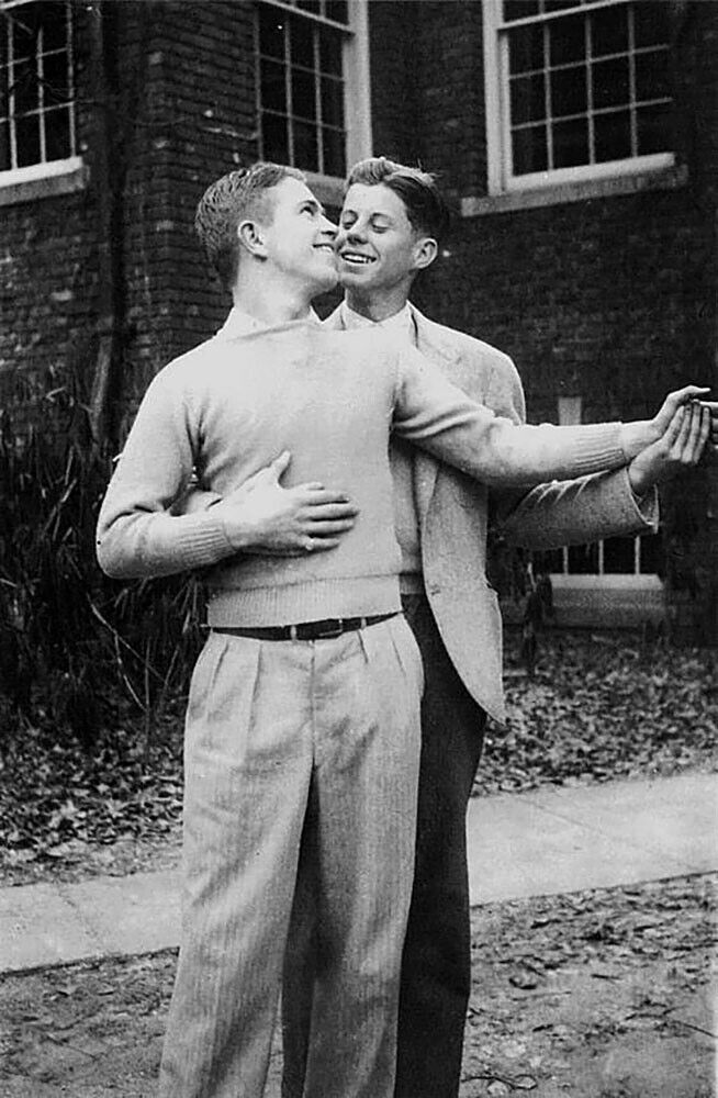 JFK and his best friend Lem Billings at Choate gay man\'s collection 4x6
