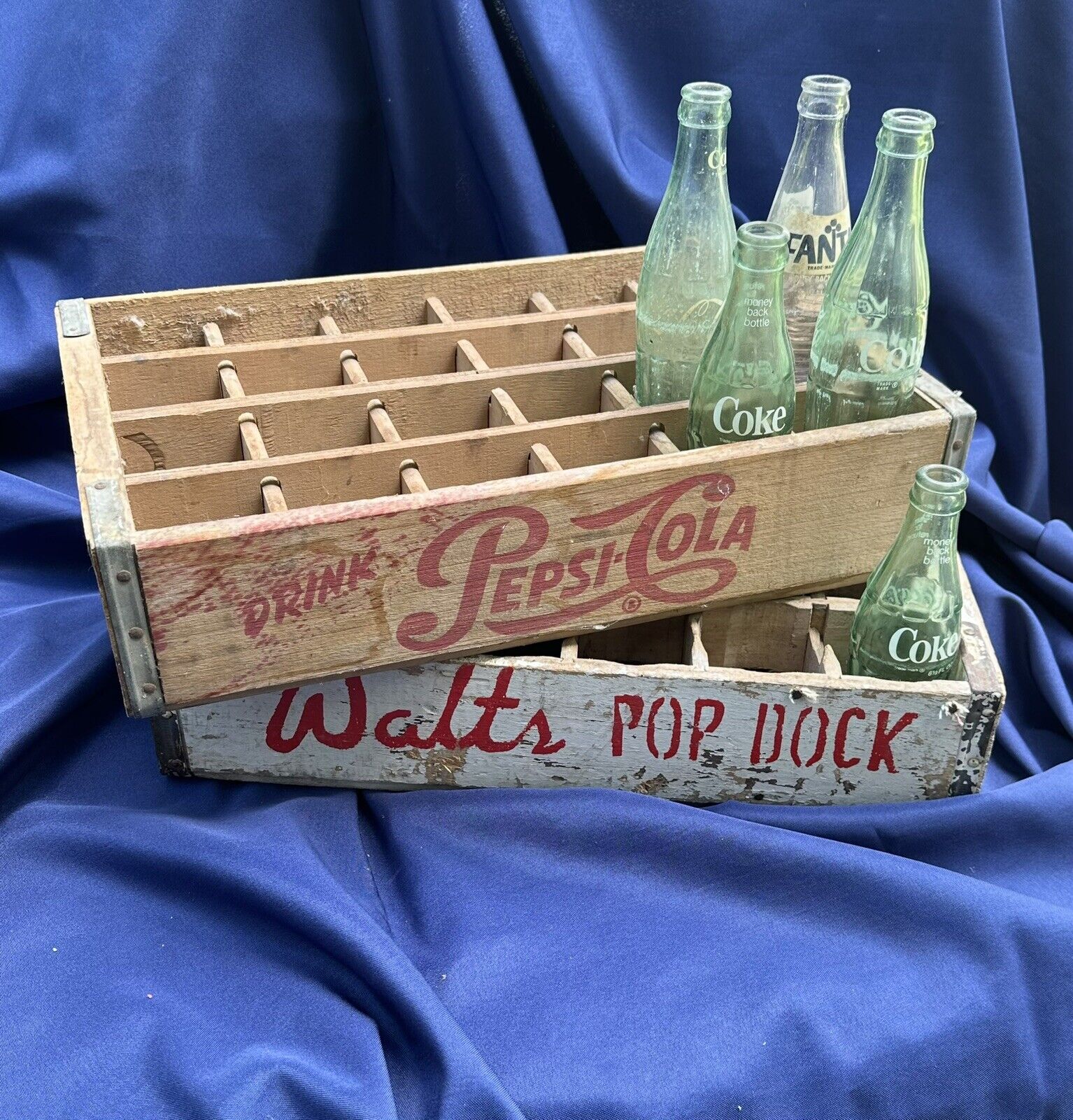 Vintage Drink Pepsi Cola Wooden Soda 24 Bottles Crate - Sedalia, MO