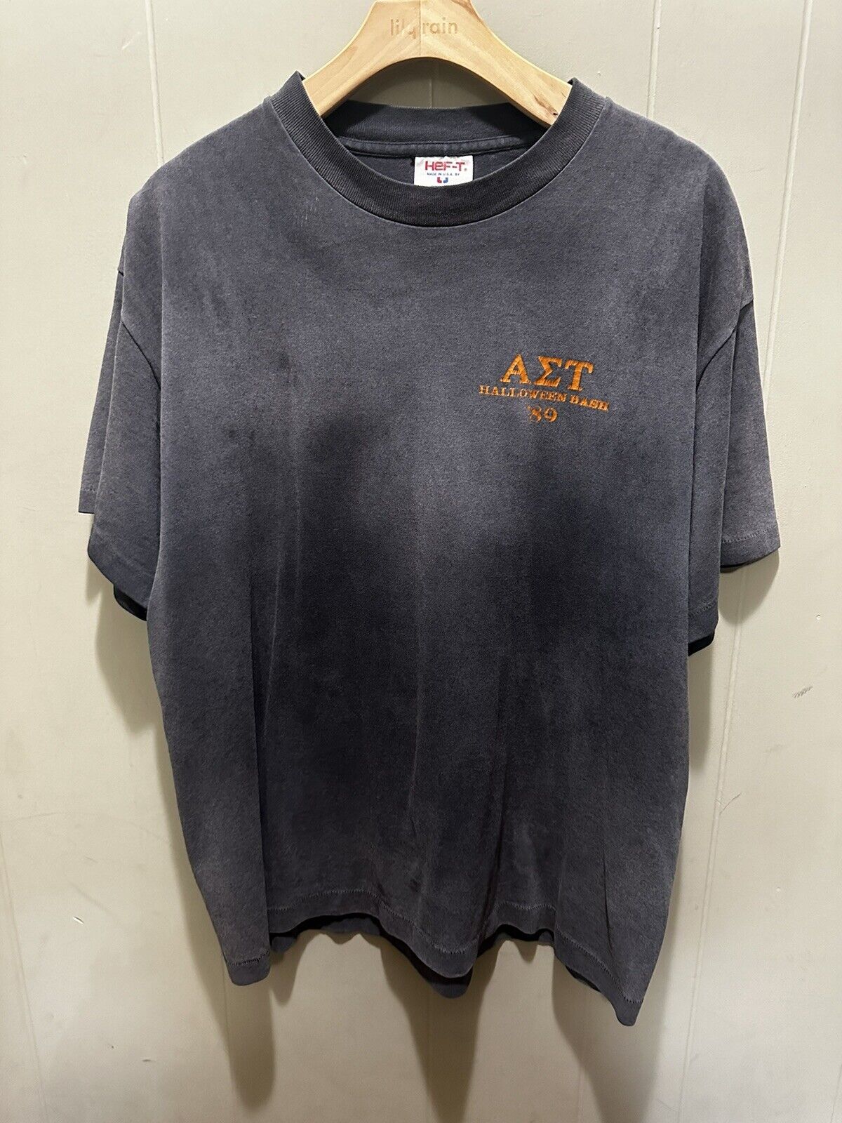 Vintage Alpha Sigma Tau Fraternity Halloween Bash 1989 Shirt Black Sz XL HEF-T