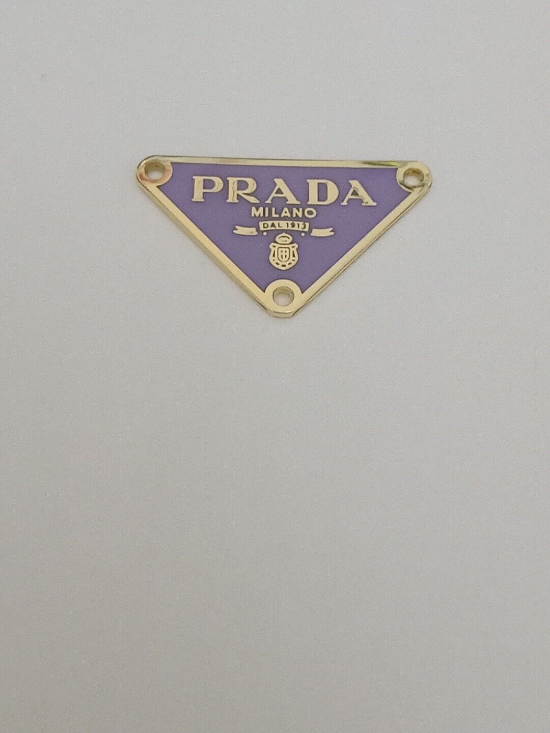 Gold OnPCPurple 38mm Prada Logo Triangle with trim  gold tone Button  Zipperpull