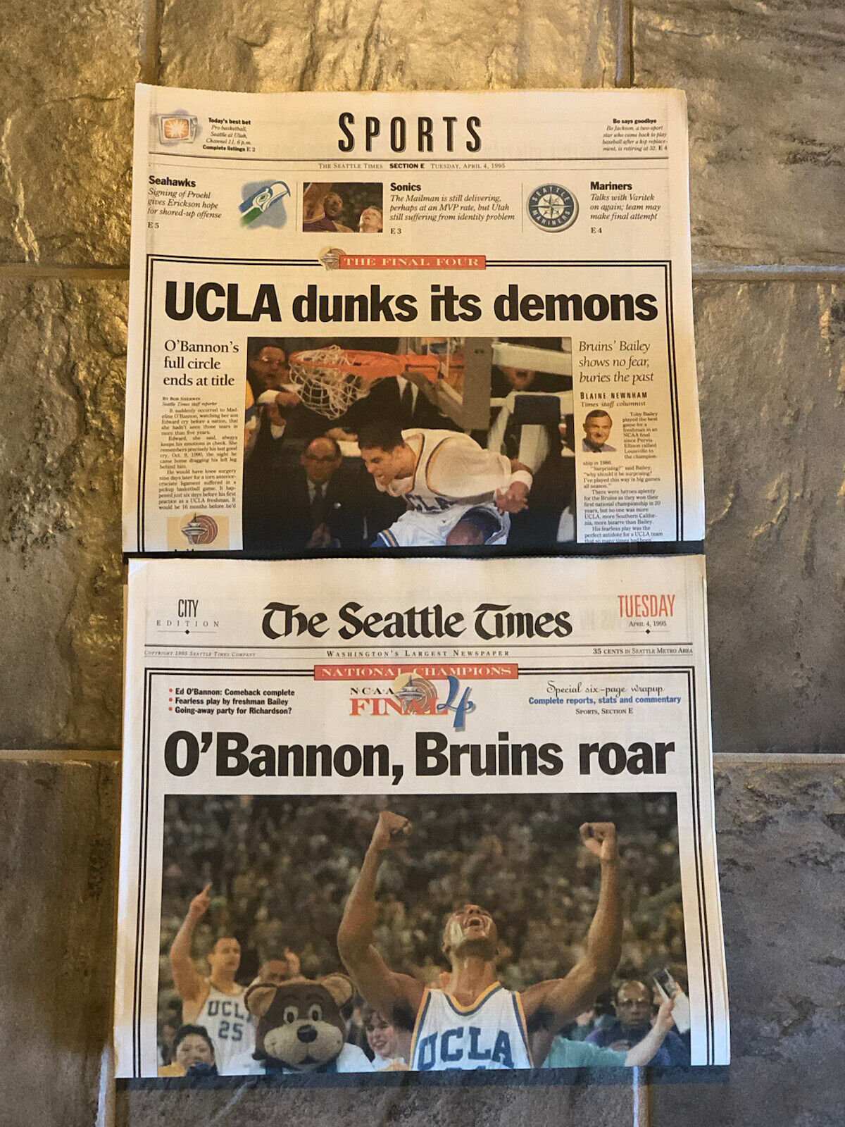 1995 UCLA Bruins Basketball Newspaper.  National Champions