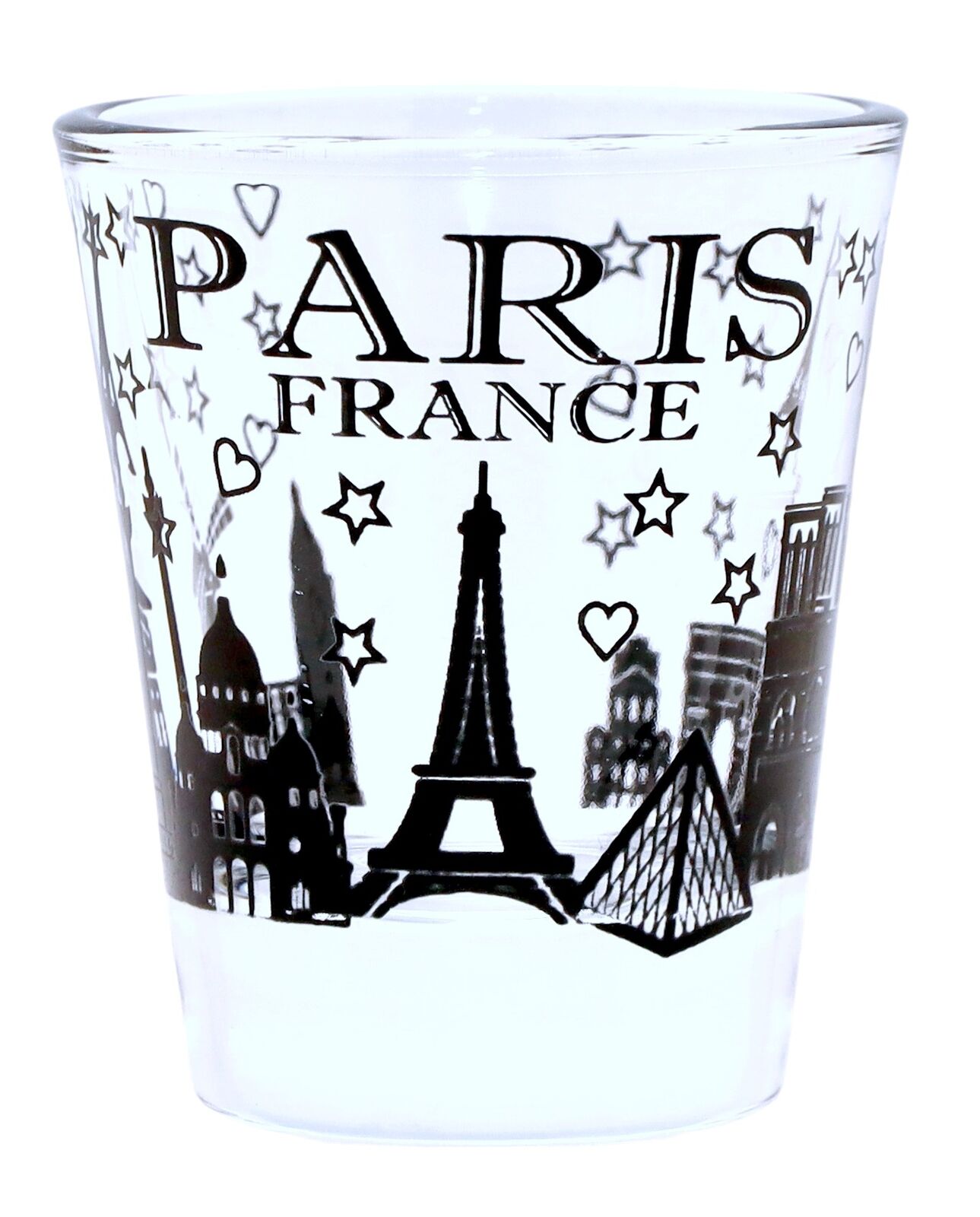 PARIS FRANCE BLACK LANDMARKS COLLAGE SHOT GLASS SHOTGLASS