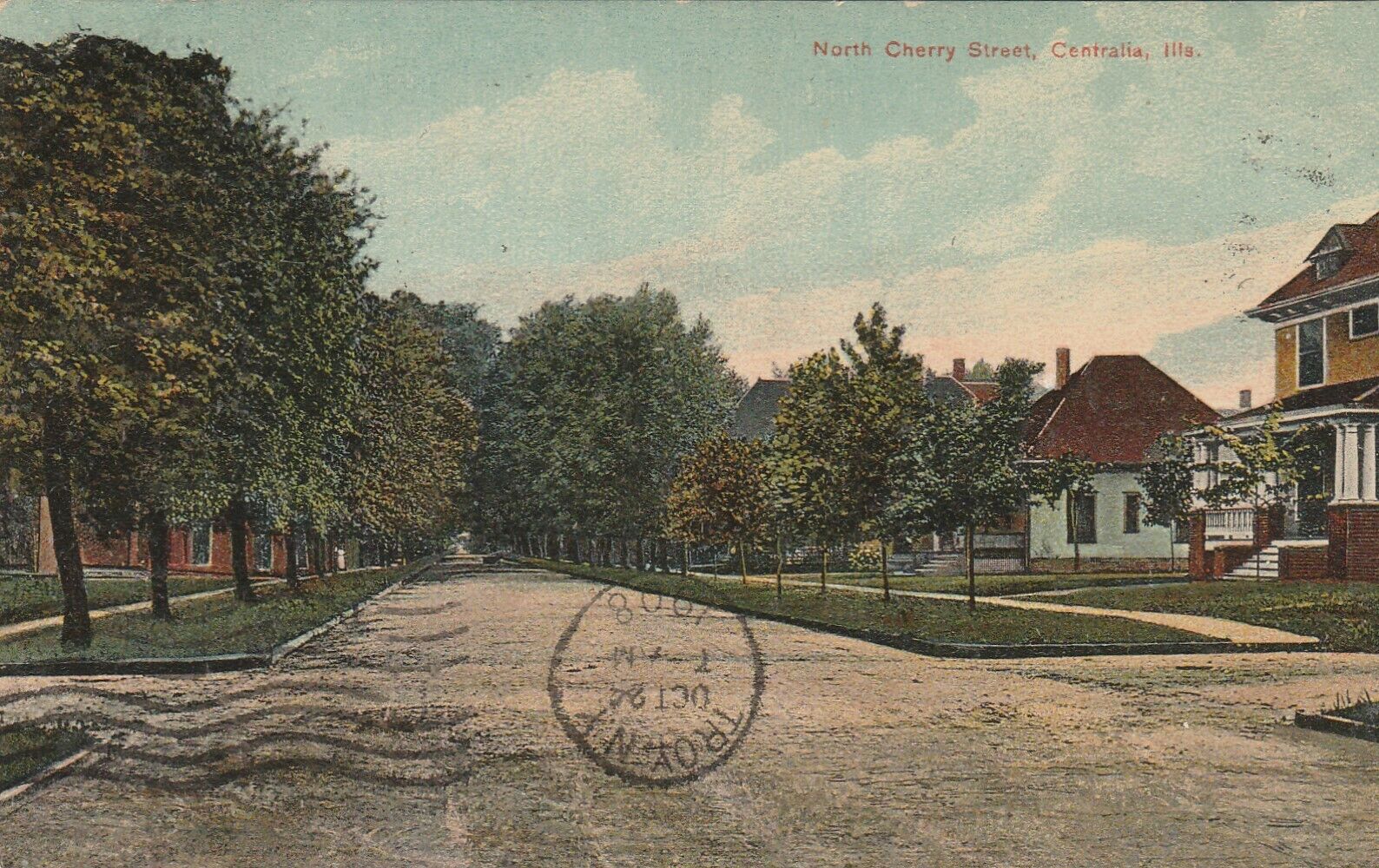 CENTRALIA ,IL~N.CHERRY STREET~1908 POSTCARD