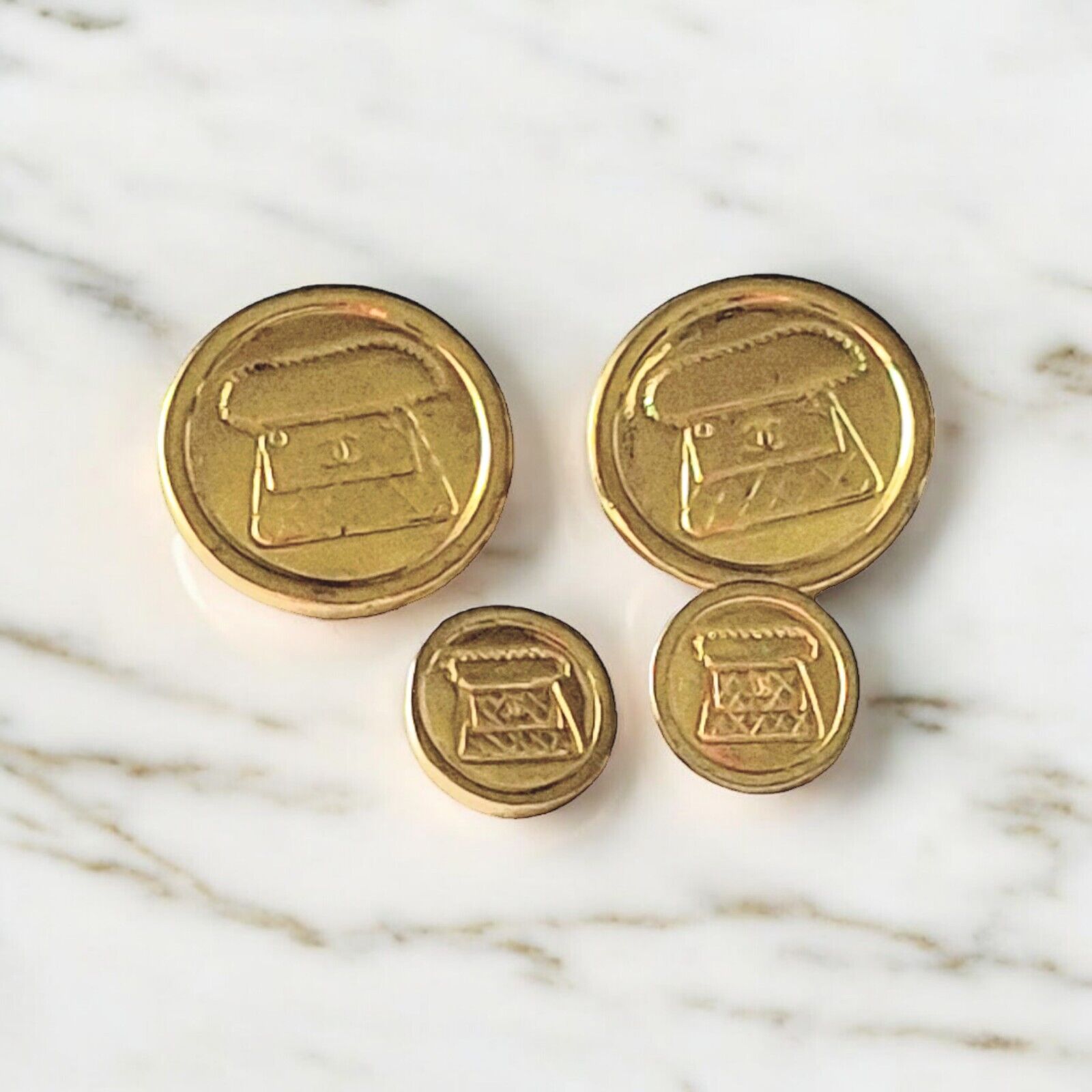 Chanel Vintage CC Flap Bag Gold Tone Buttons Set of 4 