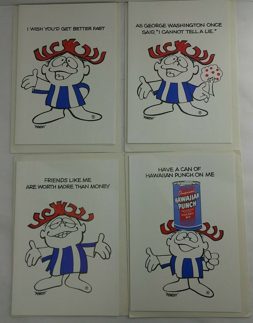 Hawaiian Punch Advertising 1987 DelMonte Get Well/ Funny 4pc Stationary