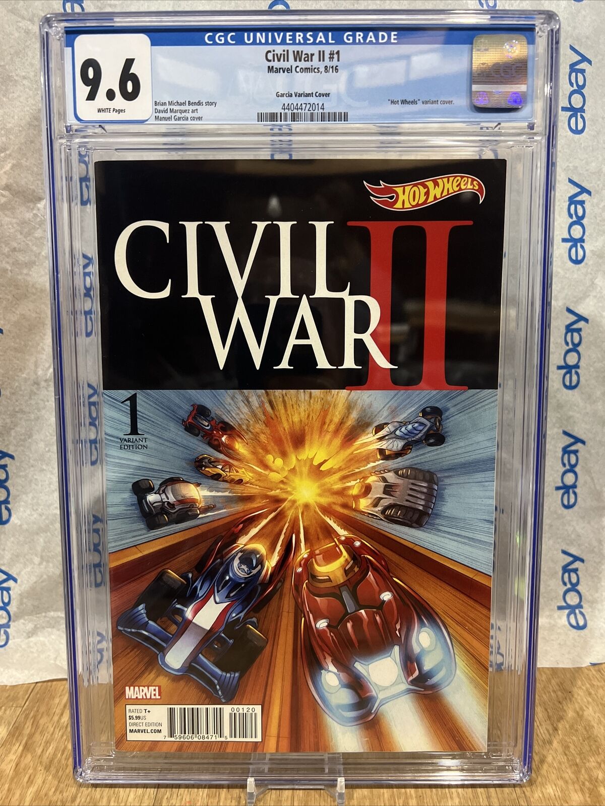 Marvel Comics:  CIVIL WAR II #1  August 2016  \'Hot Wheels\' Variant Cover Cgc 9.6