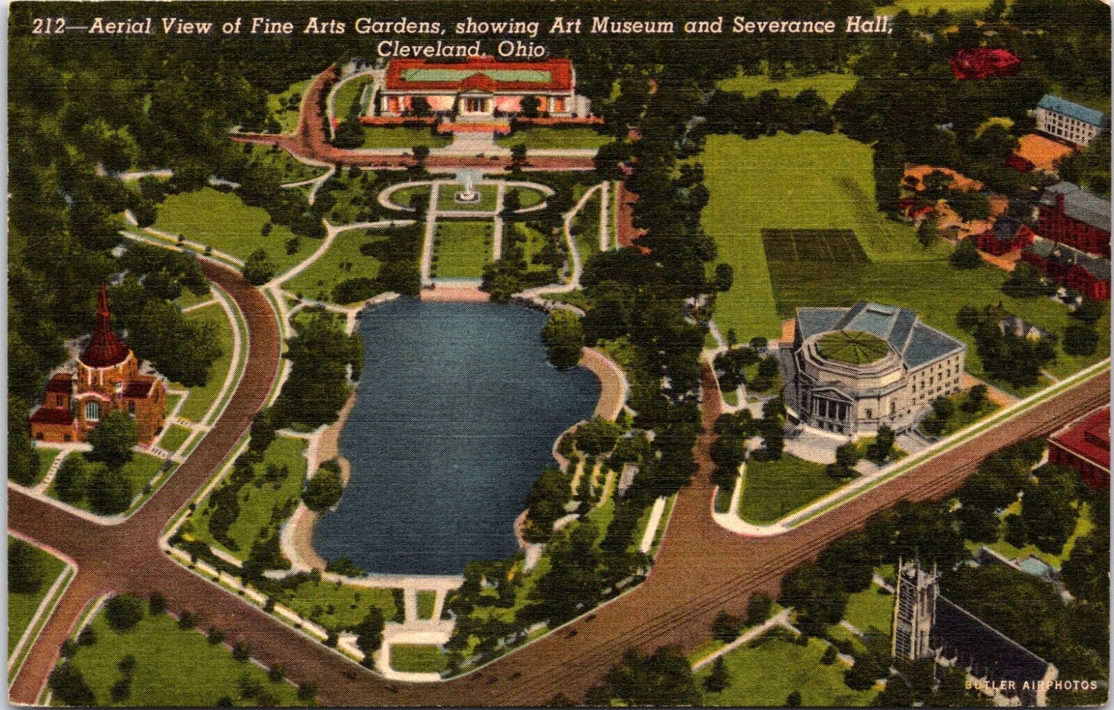 Postcard Bird\'s Eye View Of Art Museum And Fine Arts Garden Cleveland OH