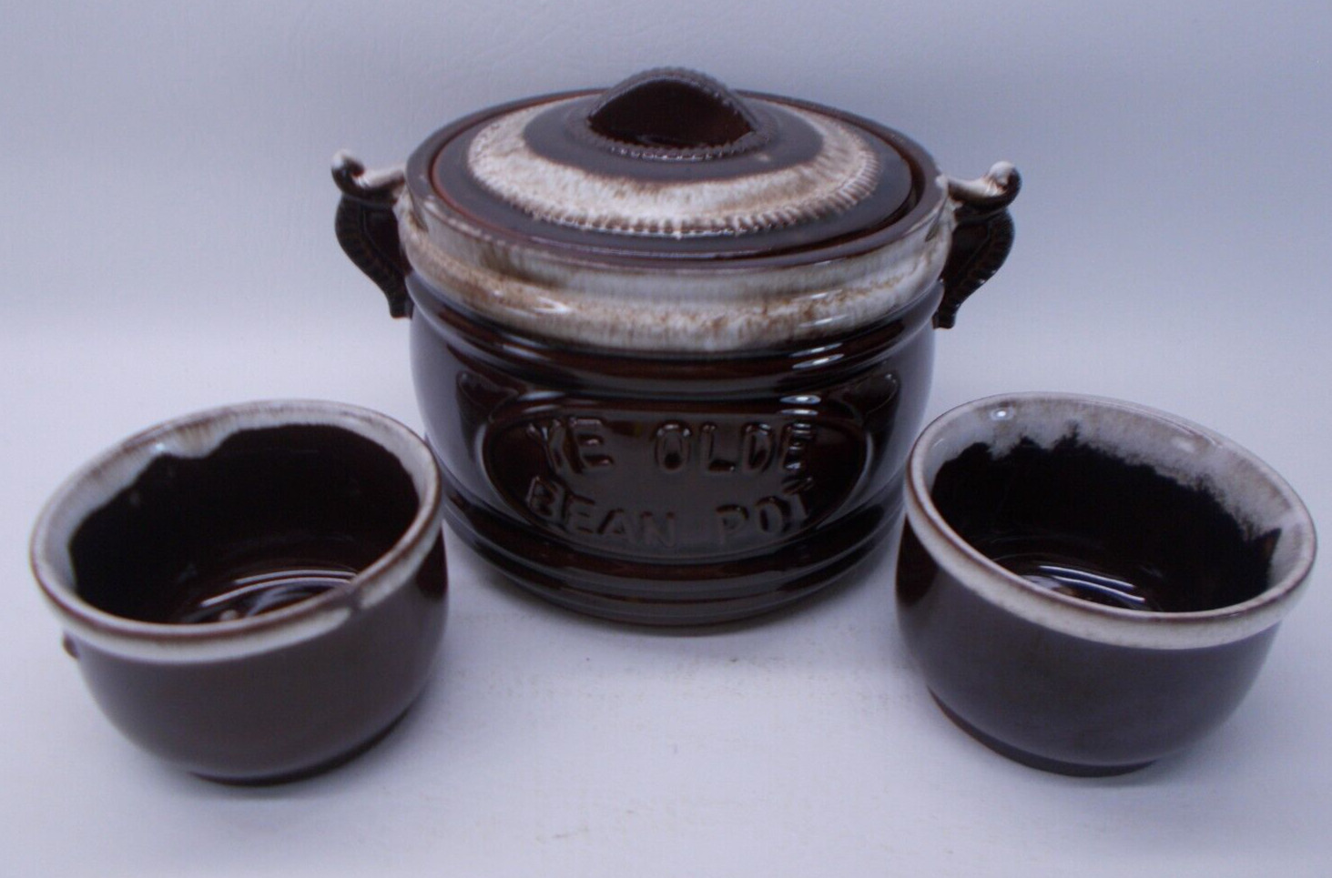 Vintage Ye Olde Bean Pot With 2 Cups Small Bowls Made in Japan