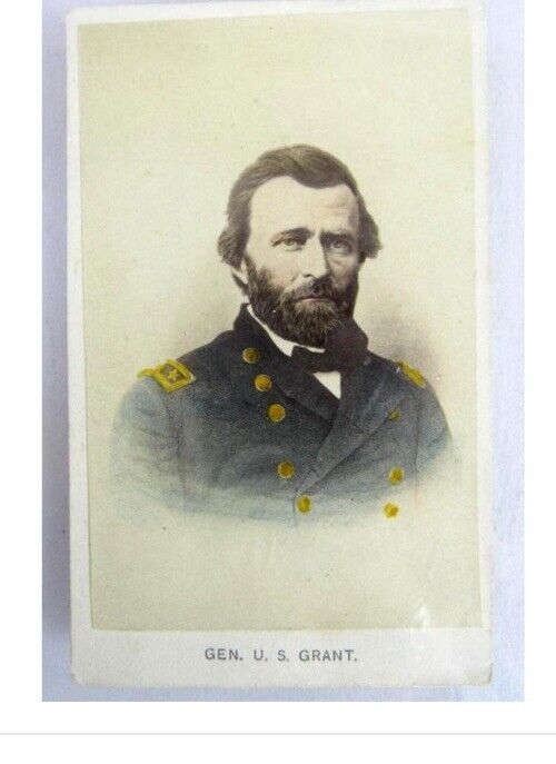 General U.S. Grant CDV Photo/Tinted Color Civil War General, Antique 1880s