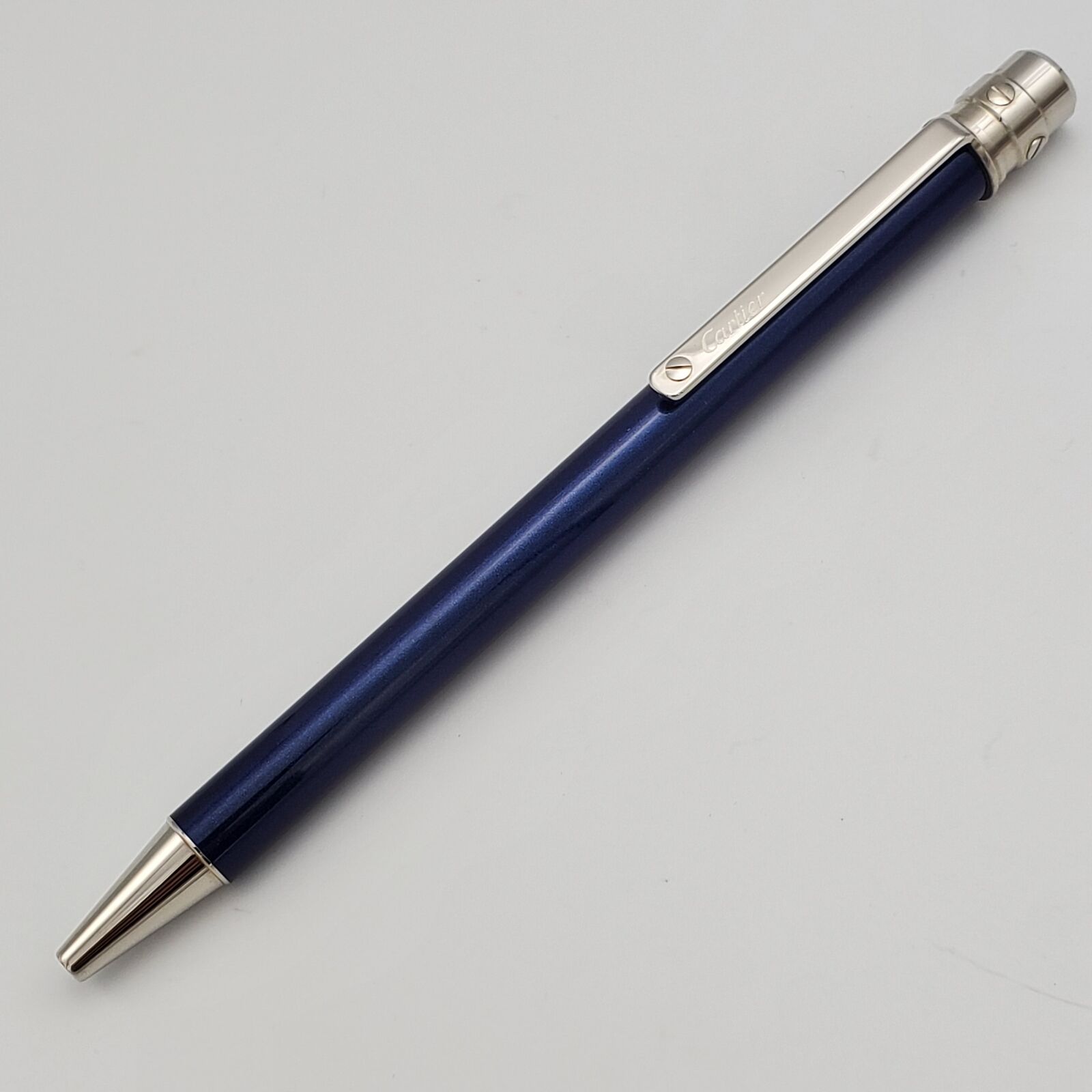 NEW Cartier Santos Blue and Palladium Ballpoint Pen (OP000036)