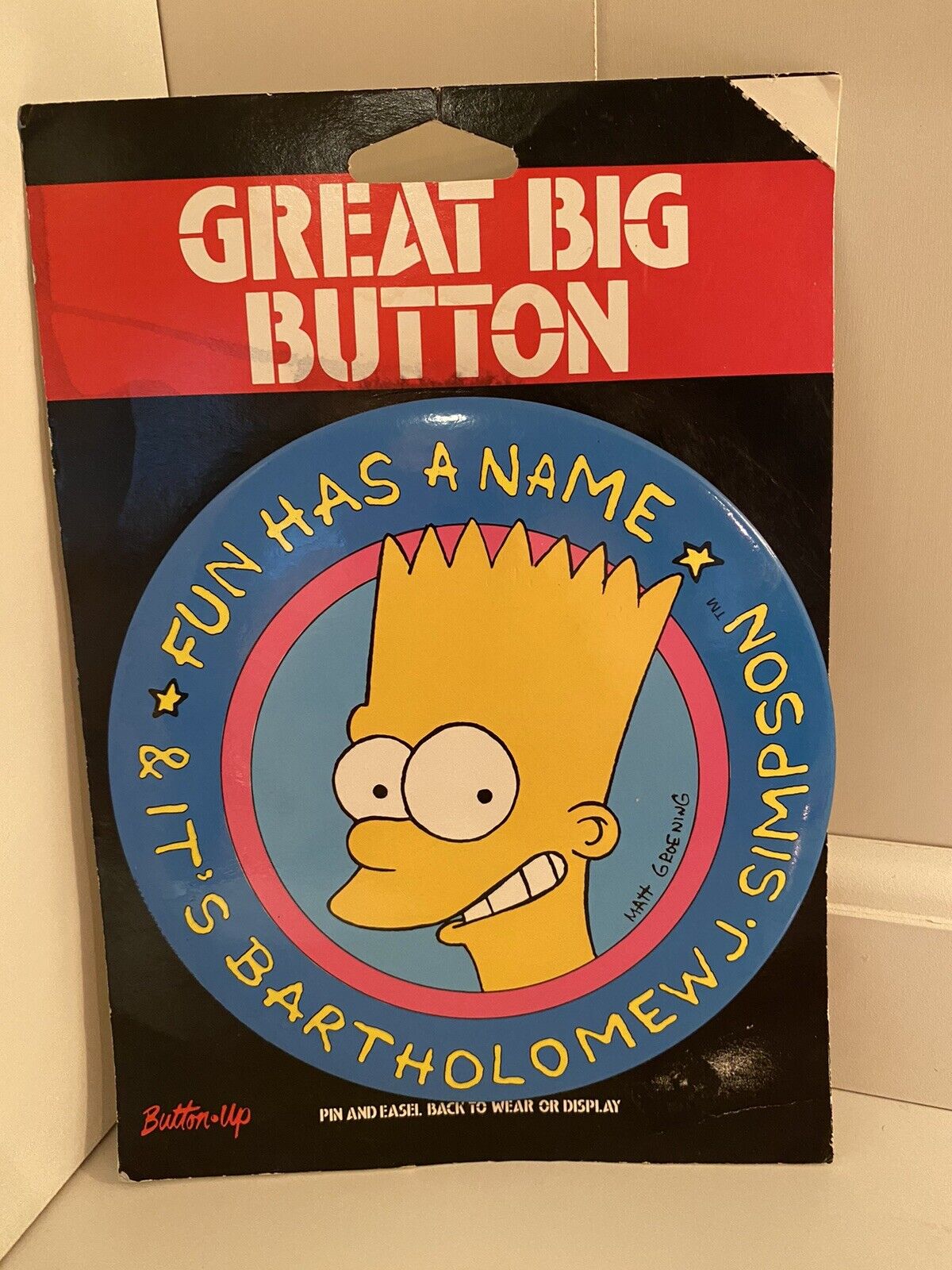1989 Bart Simpson Great Big Button