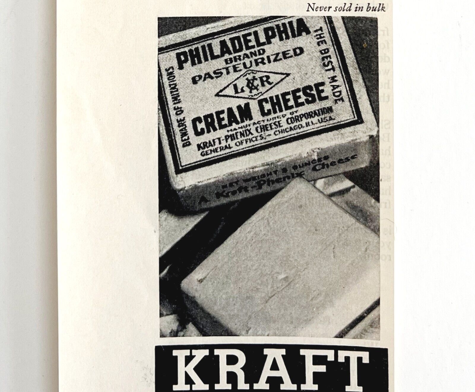 Kraft Philadelphia Cream Cheese 1933 Advertisement Fampus Foil Wrapper DWKK13