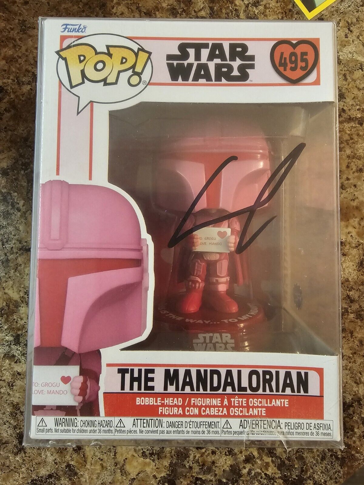 Funko Pop Star Wars The Mandalorian #495 *Signed By George Lucas* W/ COA RARE