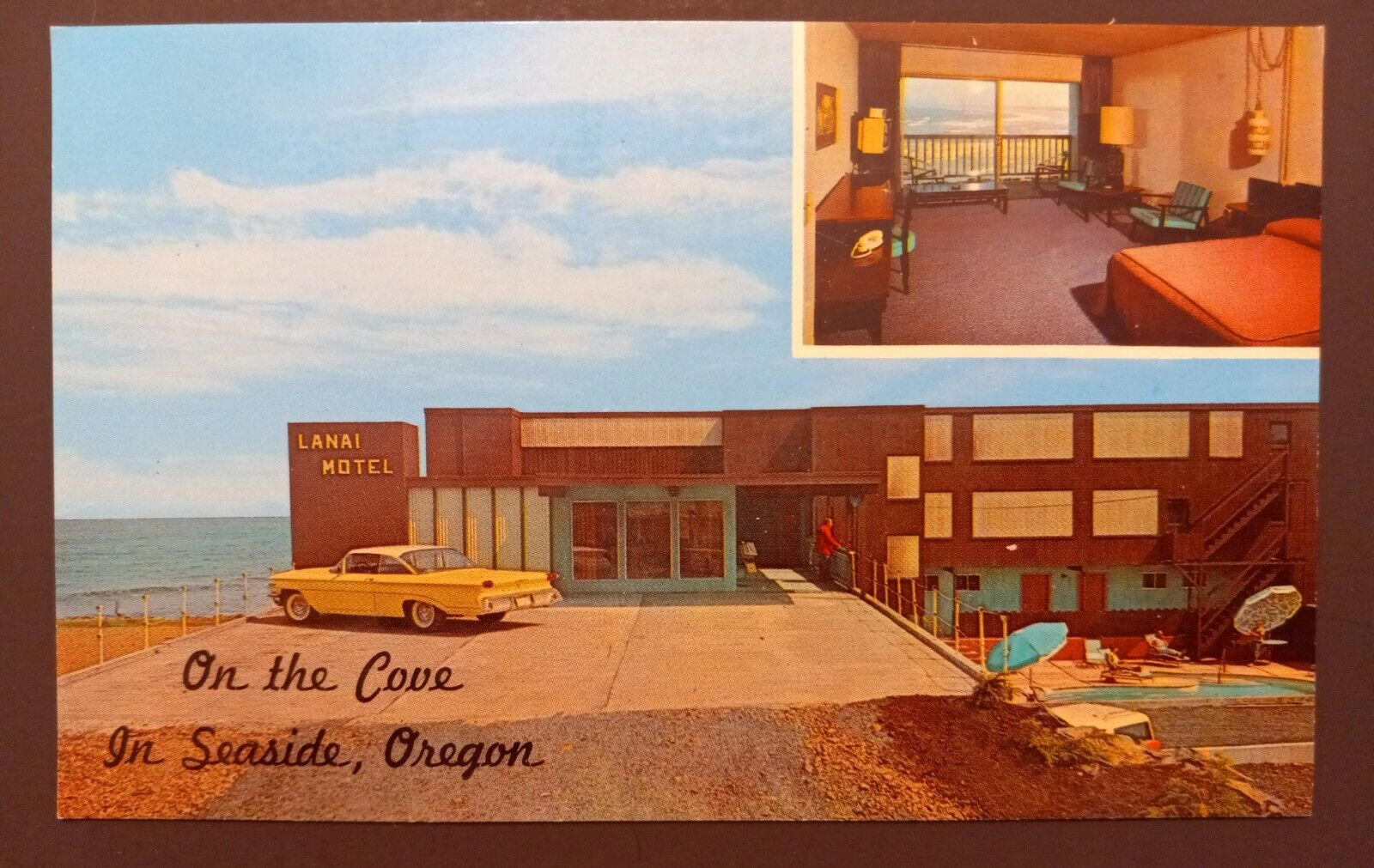 Vintage Postcard on the Cove in Seaside Oregon OR ~ The Lanai Motel
