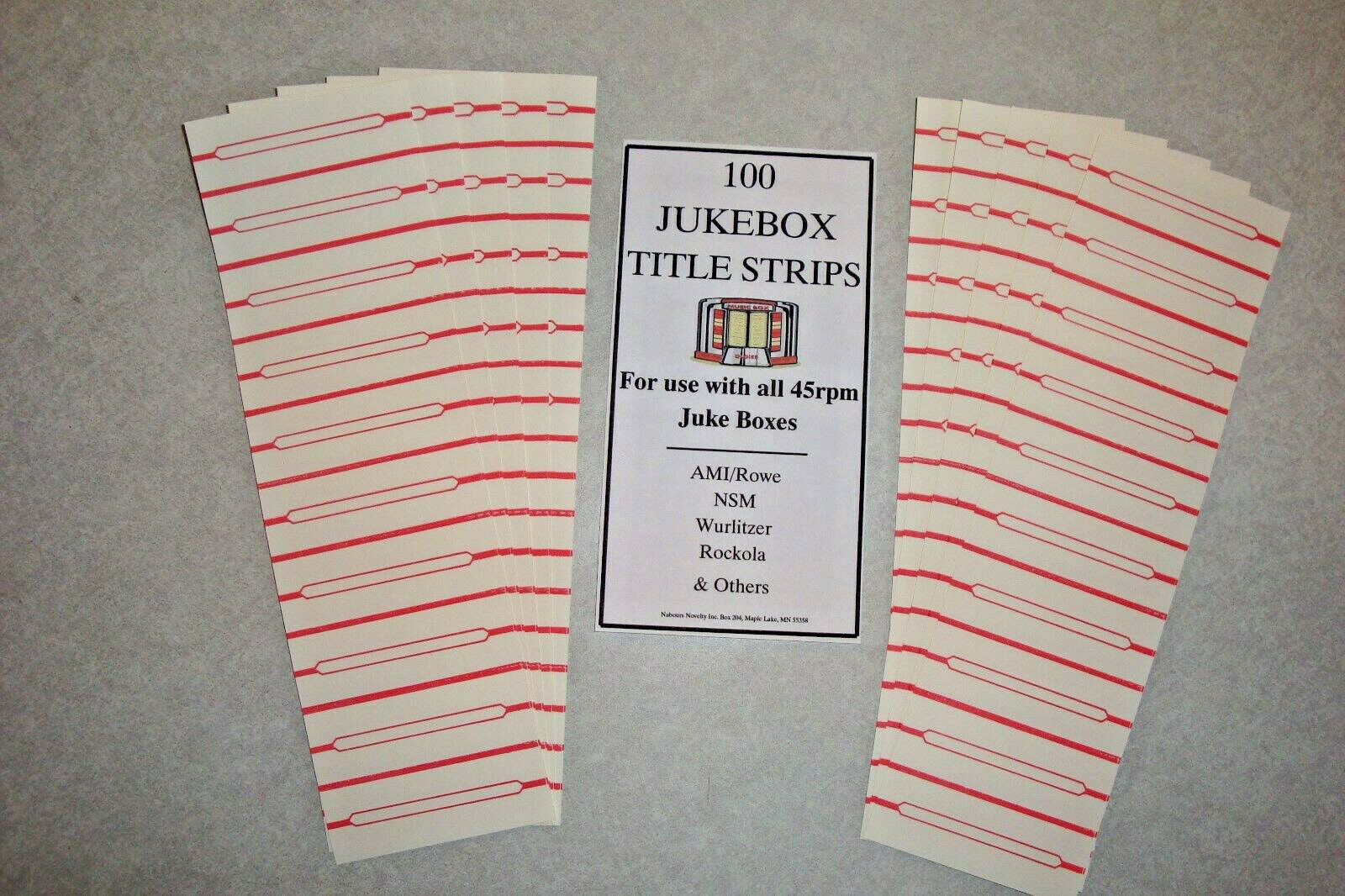 Jukebox Blank Title Strips, Jukebox Labels, 45rpm, 100 Strips, $4.99 Shipping