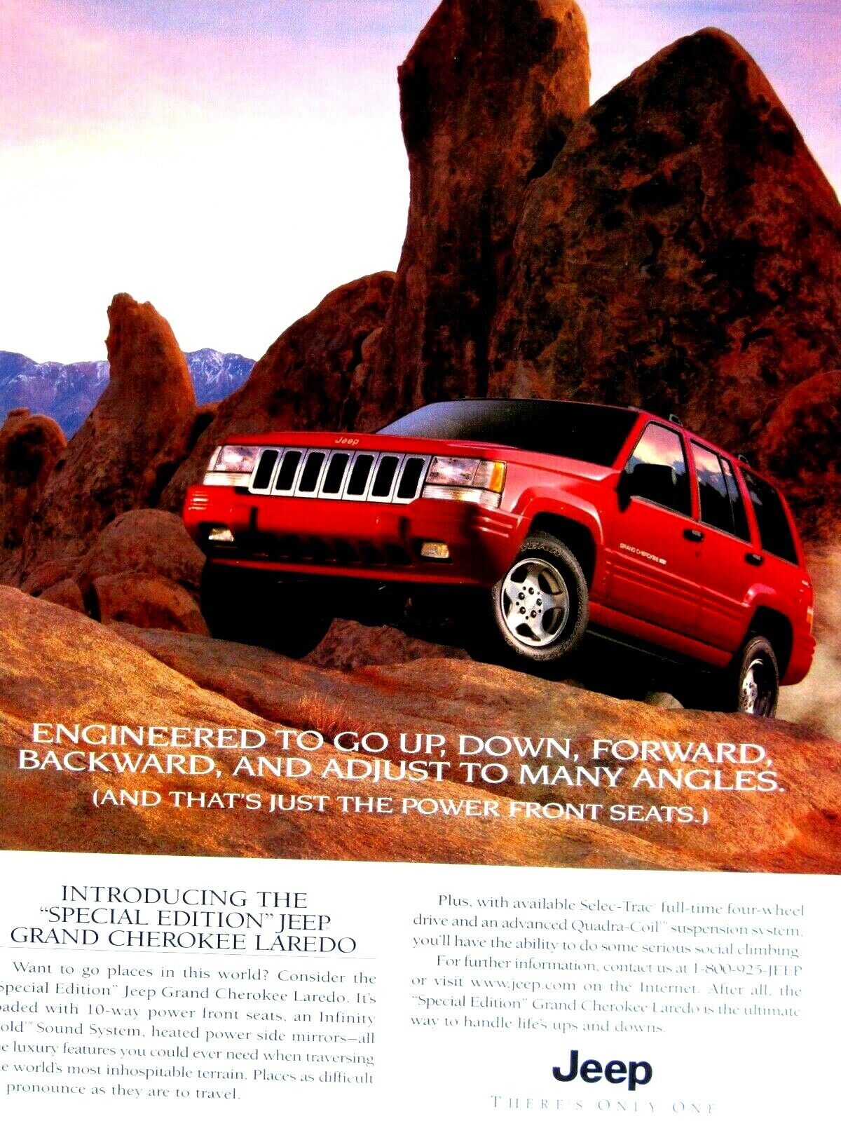 1998 Jeep Grand Cherokee SE Engineered Up Down VTG Original Print Ad 8.5 x 11\