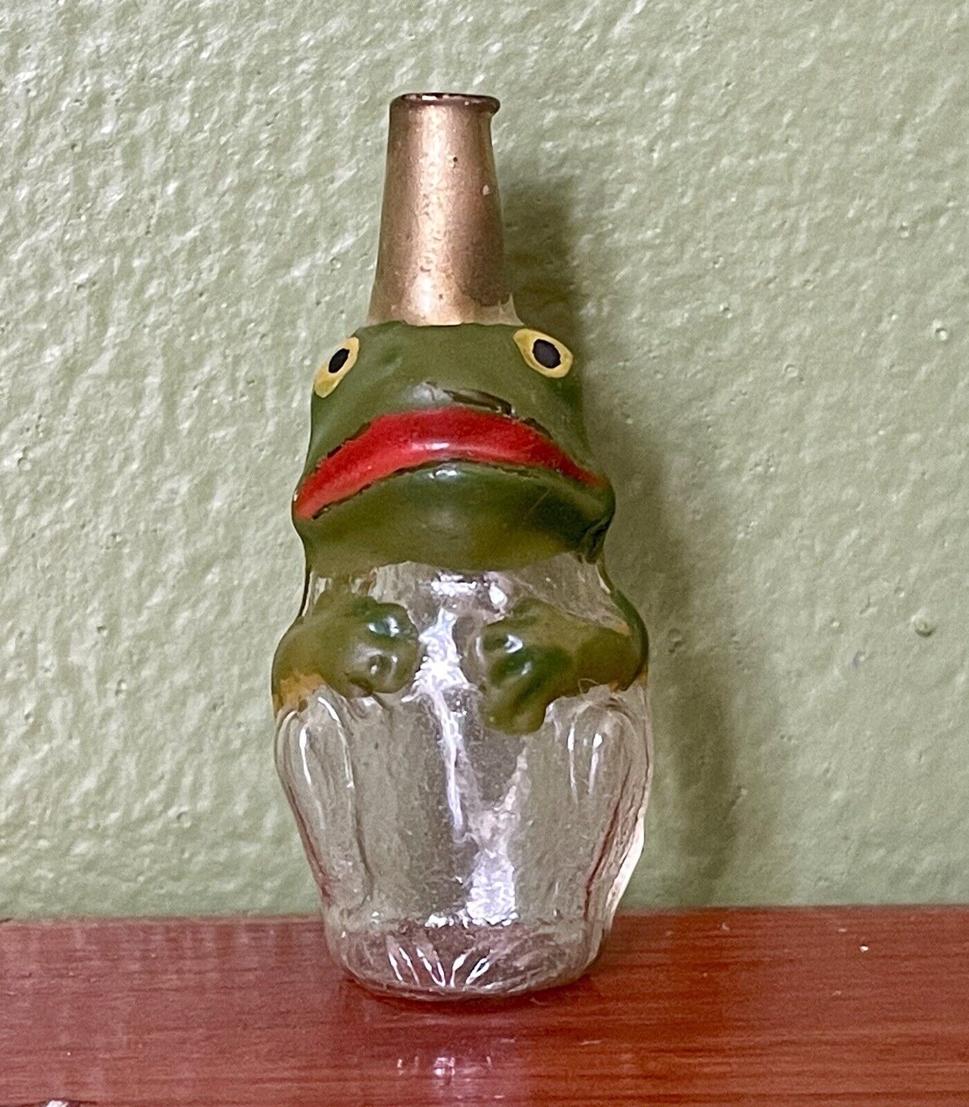 Antique German Figural Mini Perfume Bottle Hand Painted Frog