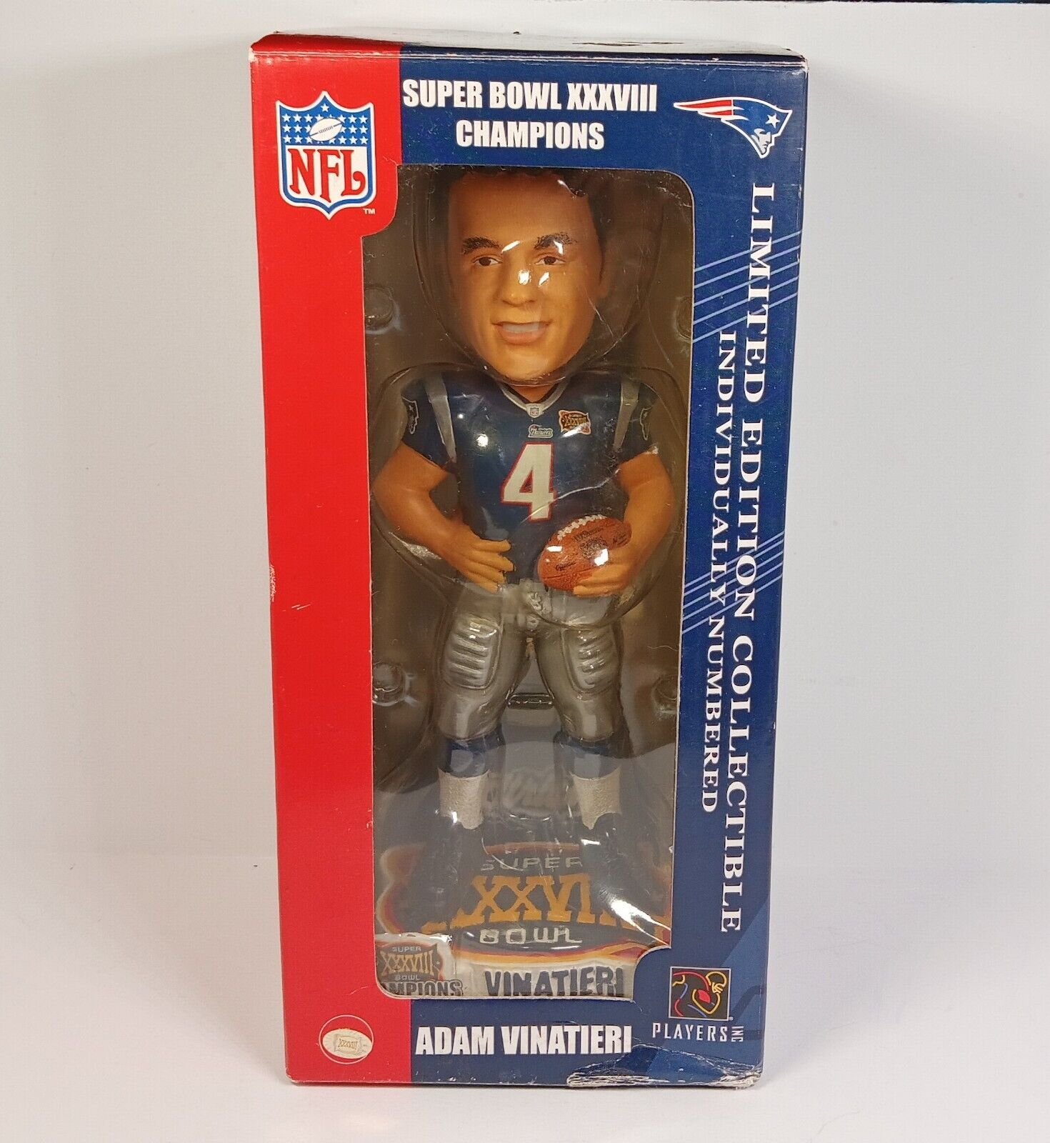 ADAM VINATIERI NFL Super Bowl 38 New England Patriots Limited Edition Bobblehead