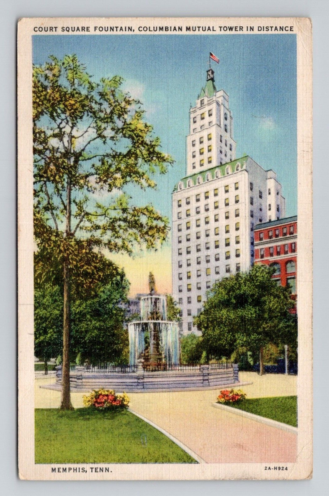 Postcard Columbian Mutual Tower Memphis Tennessee TN, Vintage Linen O3