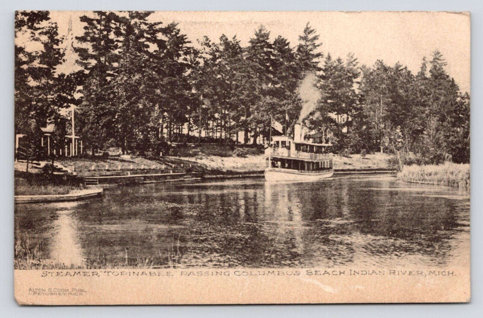 Steamboat Topinabee Columbus Beach Indian River MI Antique DB c1907 Postcard