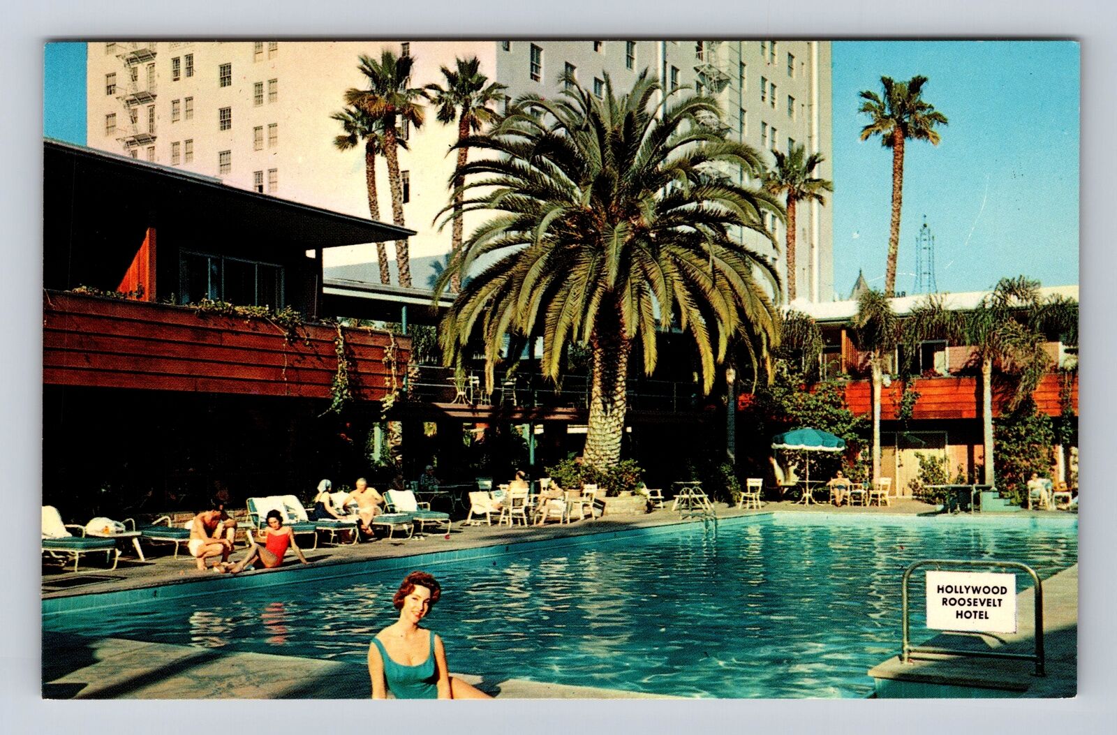 Hollywood CA-California, Hollywood Roosevelt Hotel, Advertising Vintage Postcard