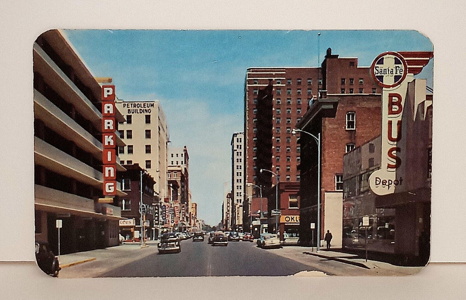 Vintage 1950s Wichita KS Picture Postcard Downtown Broadway  Excellent Condition