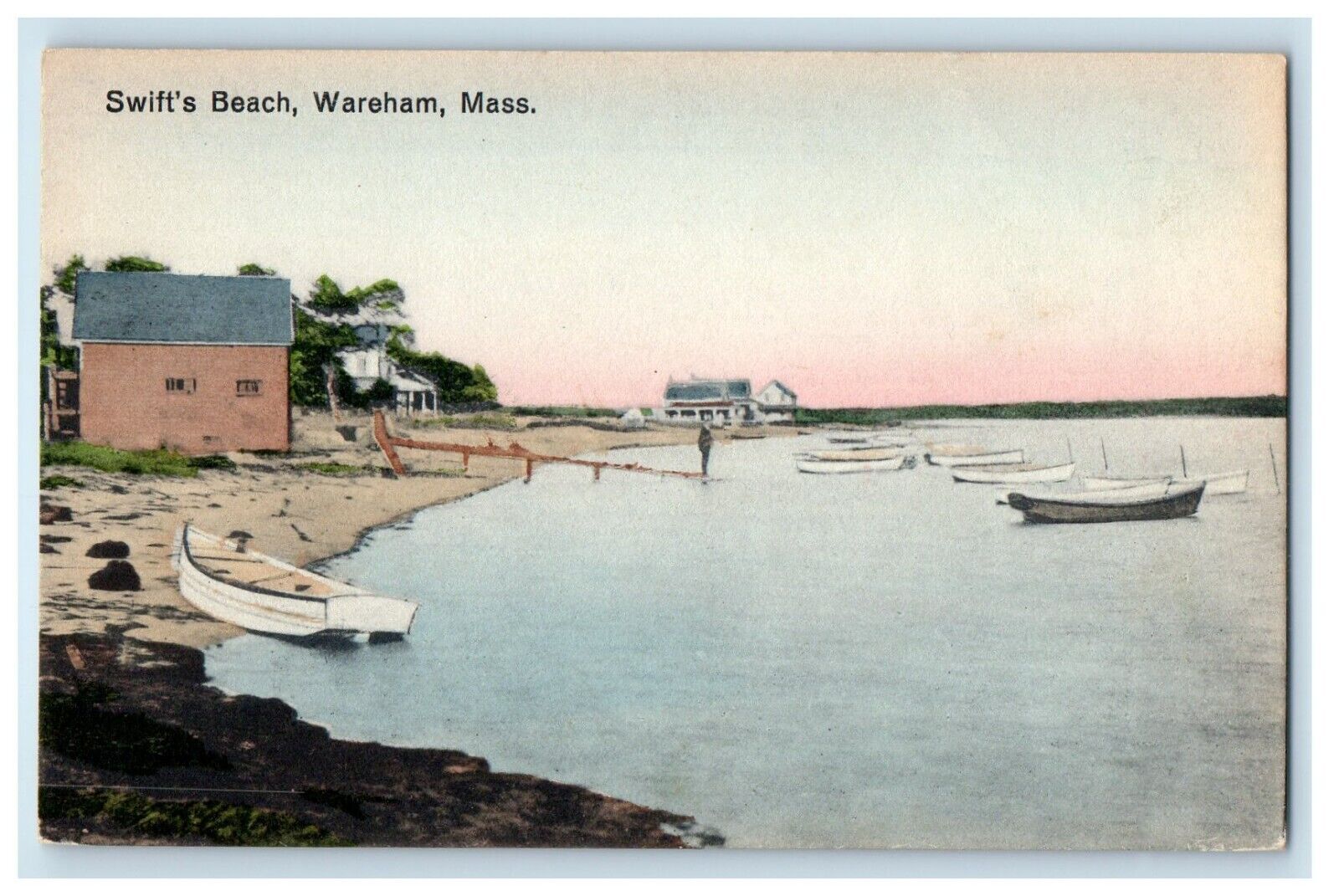c1910's View Of Swift Beach Boat Wareham Massachusetts MA Antique Postcard