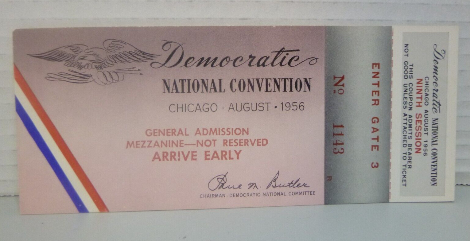 1956 Democratic National Convention Guest Ninth Session Ticket
