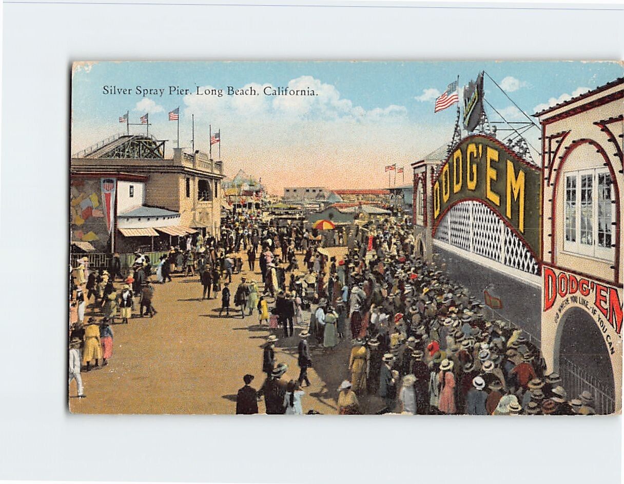 Postcard Silver Spray Pier Long Beach California USA