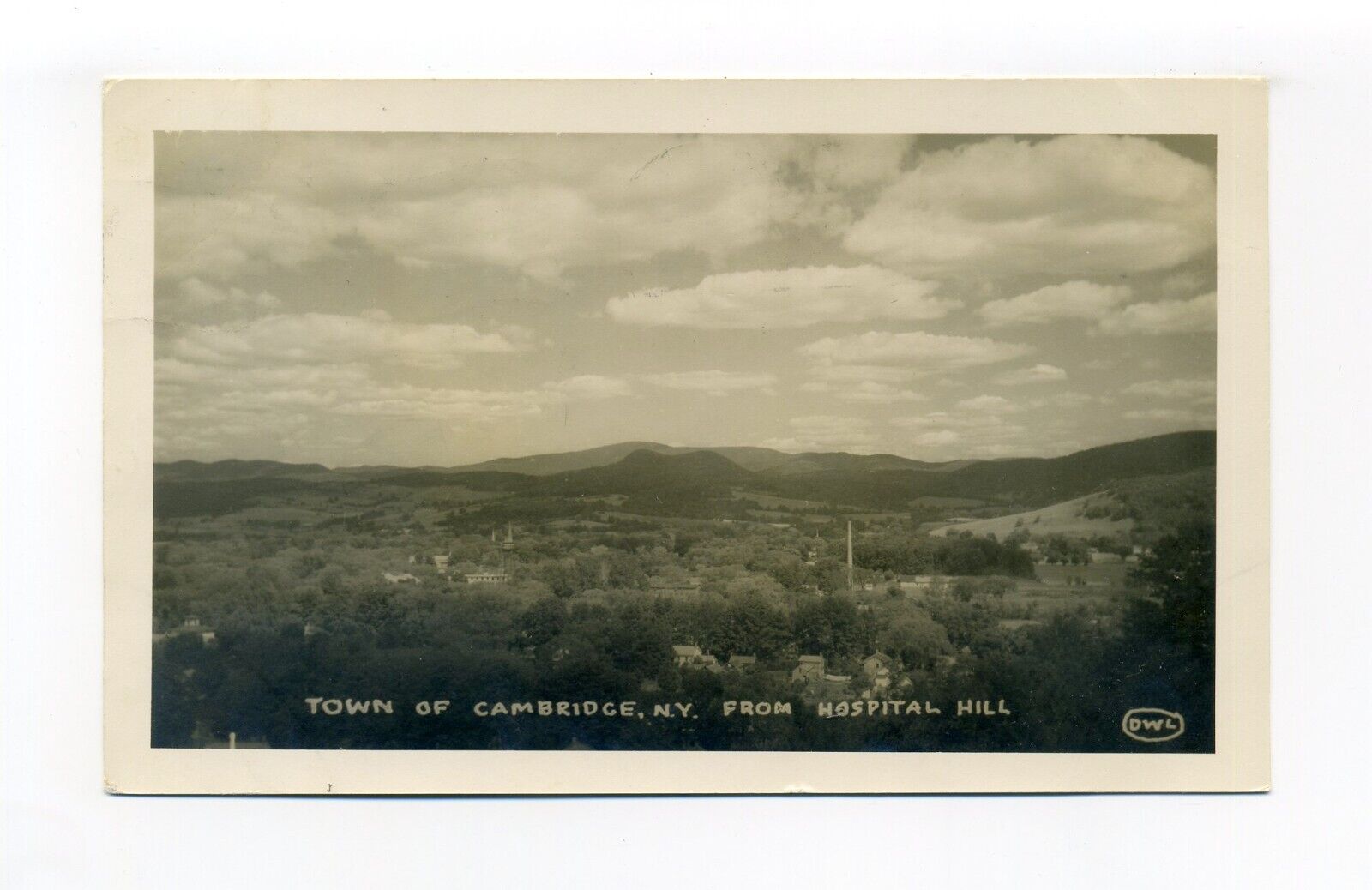 Cambridge NY Washington County 1944 RPPC photo postcard, birds eye view