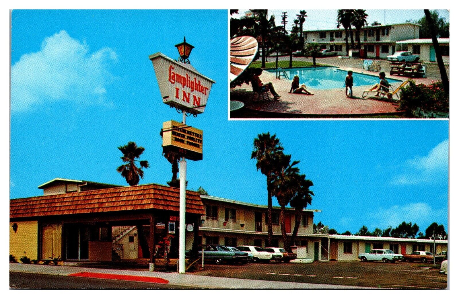 VTG Lamplighter Inn Motel, Multi-View Inn, San Diego, CA Postcard