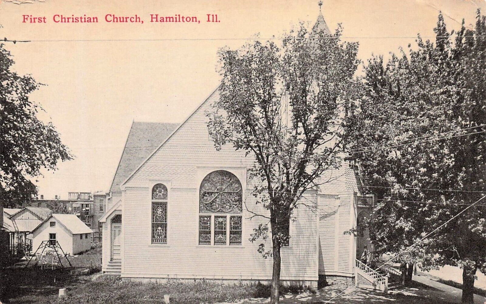 First Christian Church Hamilton IL Illinois c1912 Walnut Street Vtg Postcard D64