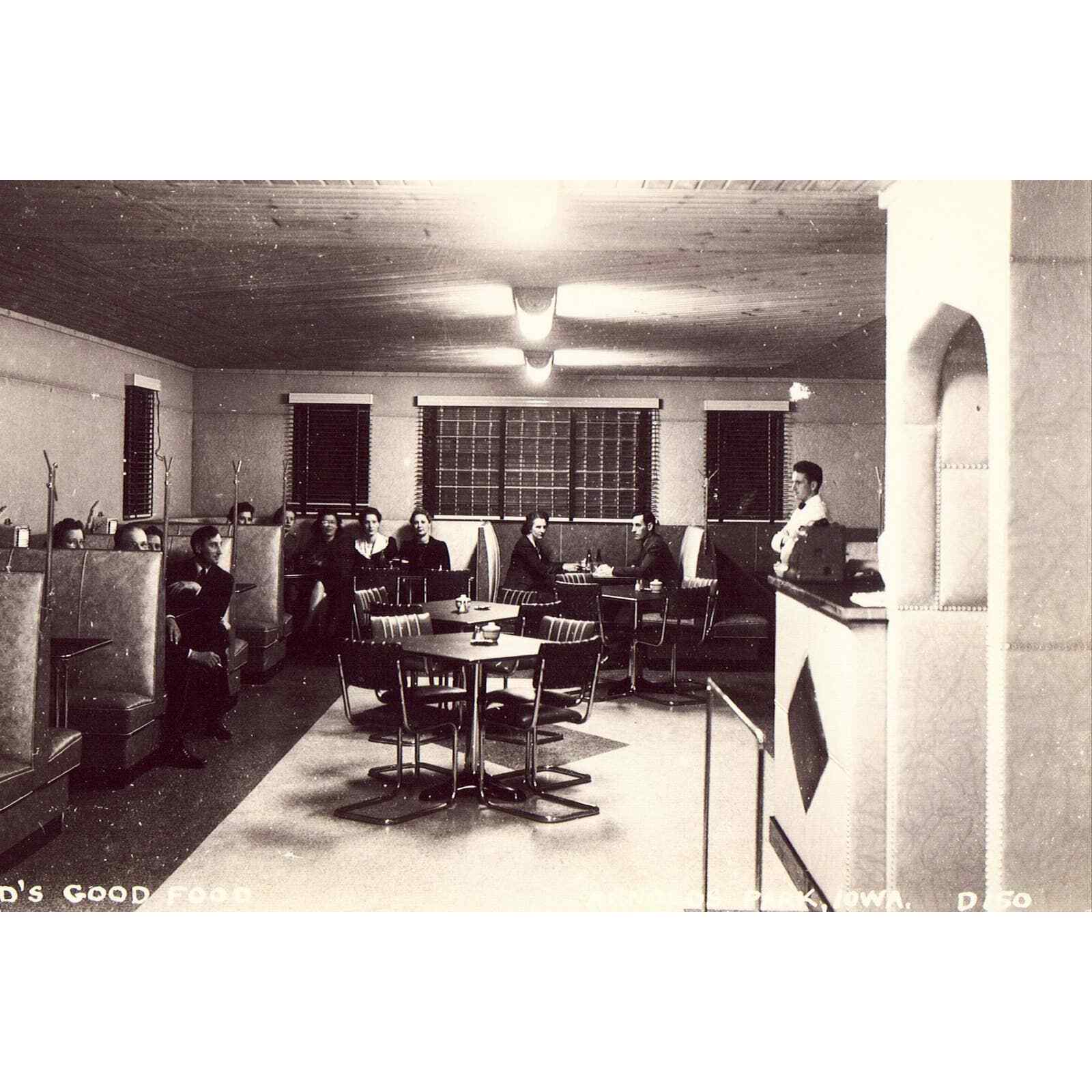 RPPC - Interior View of Red\'s Good Food in Arnolds Park,Iowa
